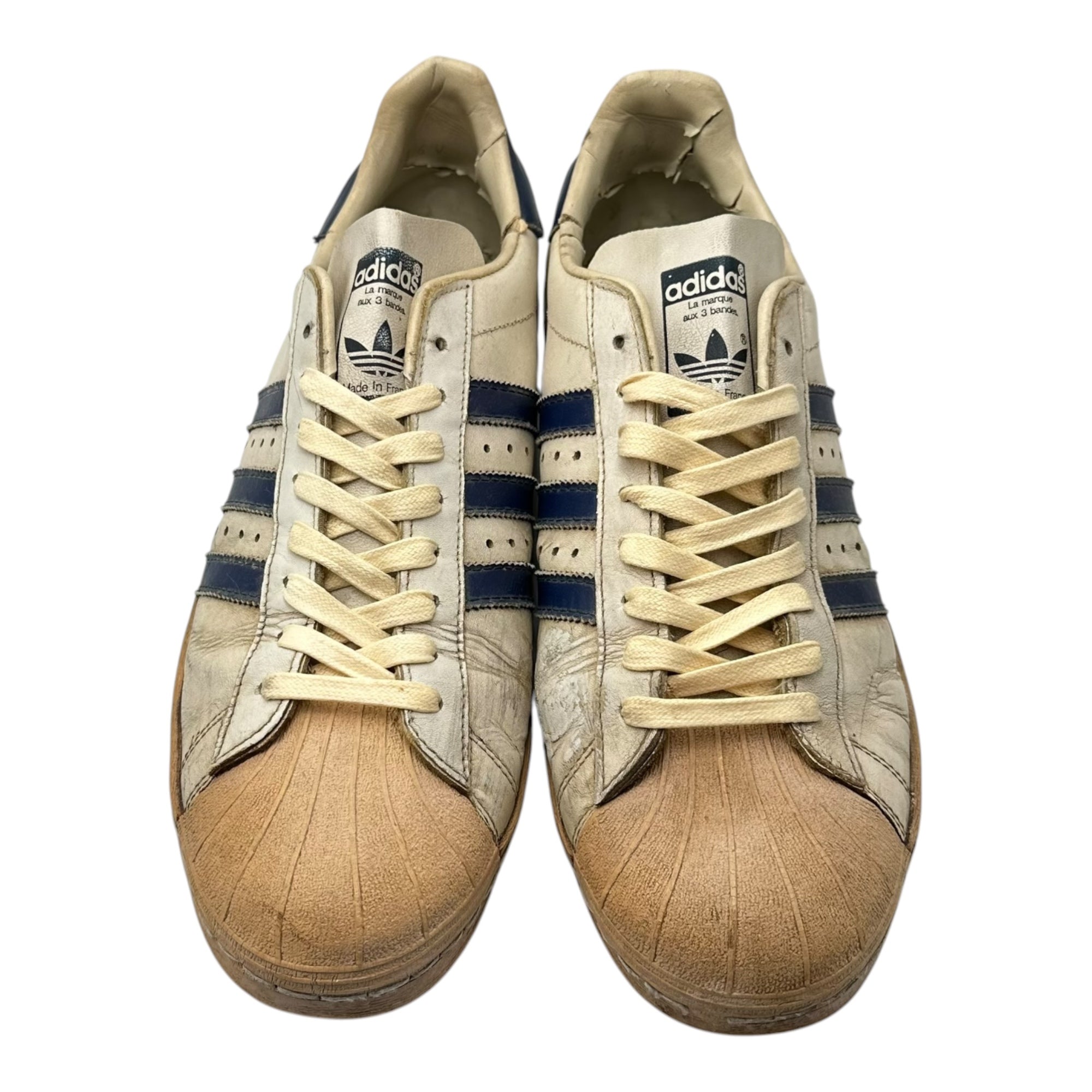 adidas(アディダス) 80's SUPER STAR Low-cut sneakers 80年代 ローカット スーパースター ローカット スニーカー 11 1/2(29.5cm程度) ホワイト×ネイビー 稀少 フランス製