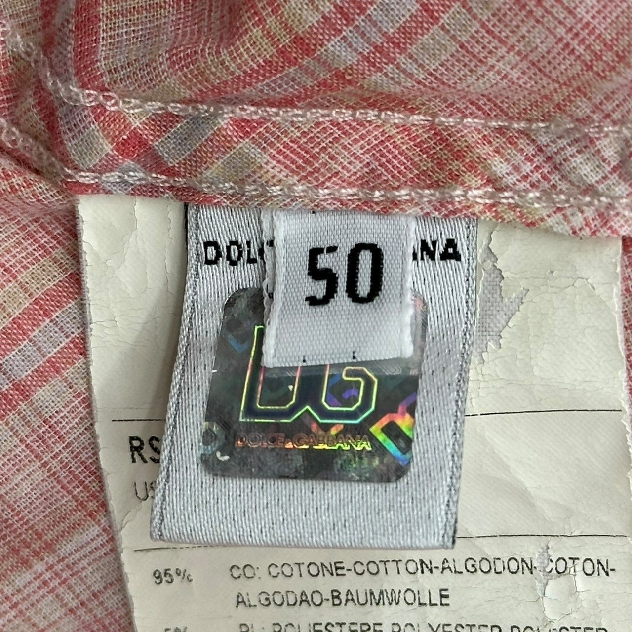 D&G(ディー&ジードルガバドルチェ&ガッバーナ) Western Check Shirt ウエスタン チェック シャツ RS0028/ST055 50(L) ピンク