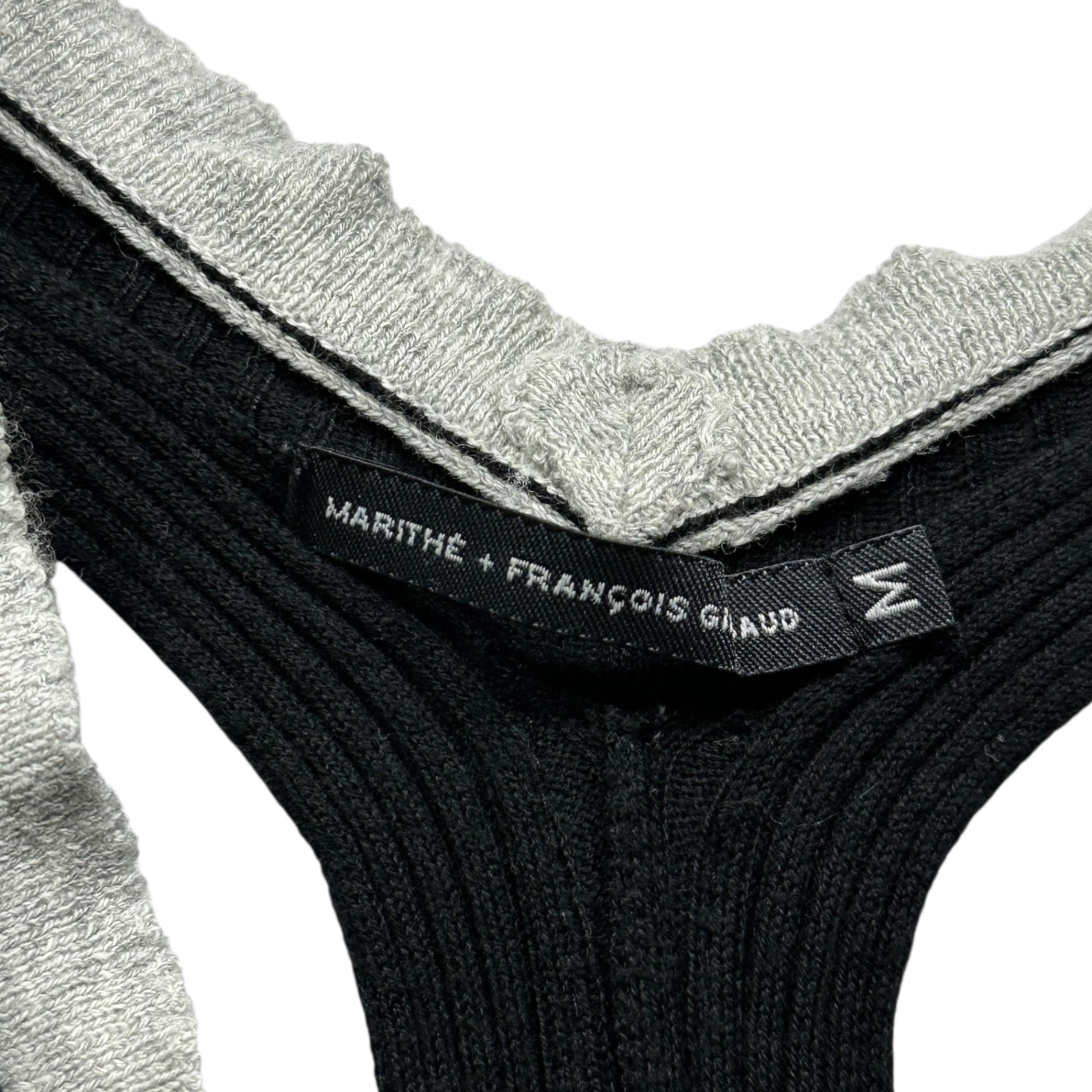 MARITHE FRANCOIS GIRBAUD(マリテフランソワジルボー) 00's Sleeveless Ribbed Balloon Flare Knit Top ノースリーブ リブ バルーン フレア カットソー F5-8122 M ブラック Y2K タンクトップ