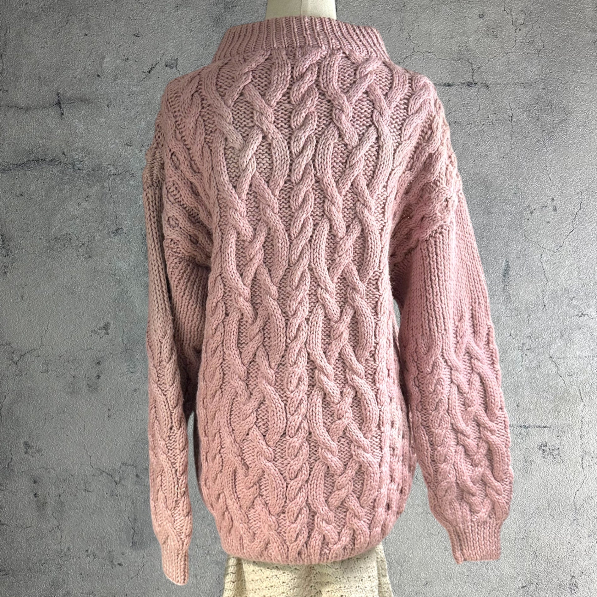 VINTAGE(ヴィンテージ) 60's~ Alainknitsweater アランニットセーター wool100% Lサイズ程度 ピンク