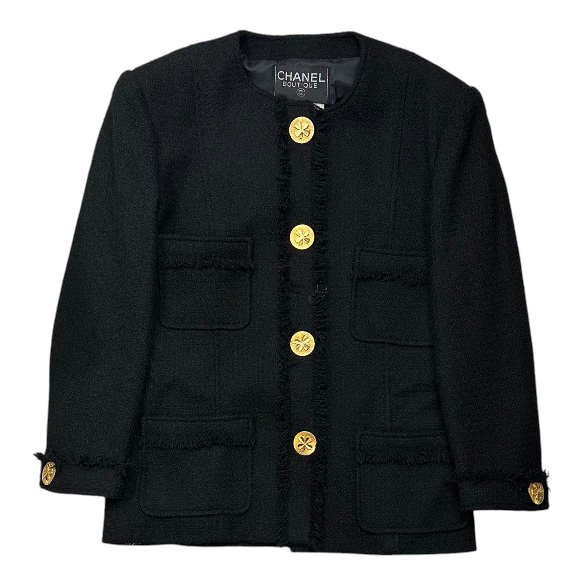 CHANEL(シャネル) Vintage Clover-Button Tweed Collarless Setup