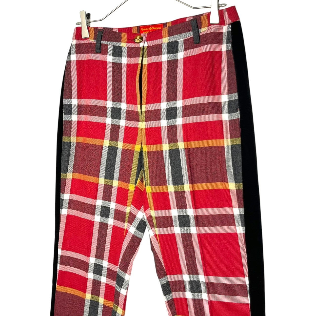 Vivienne Westwood RED LABEL(ヴィヴィアンウエストウッドレッドレーベル) Tartan check side velor line cotton wool slacks タータンチェック サイドベロアライン コットン ウール スラックス パンツ 12-01-752011 42(S) レッド×ブラック