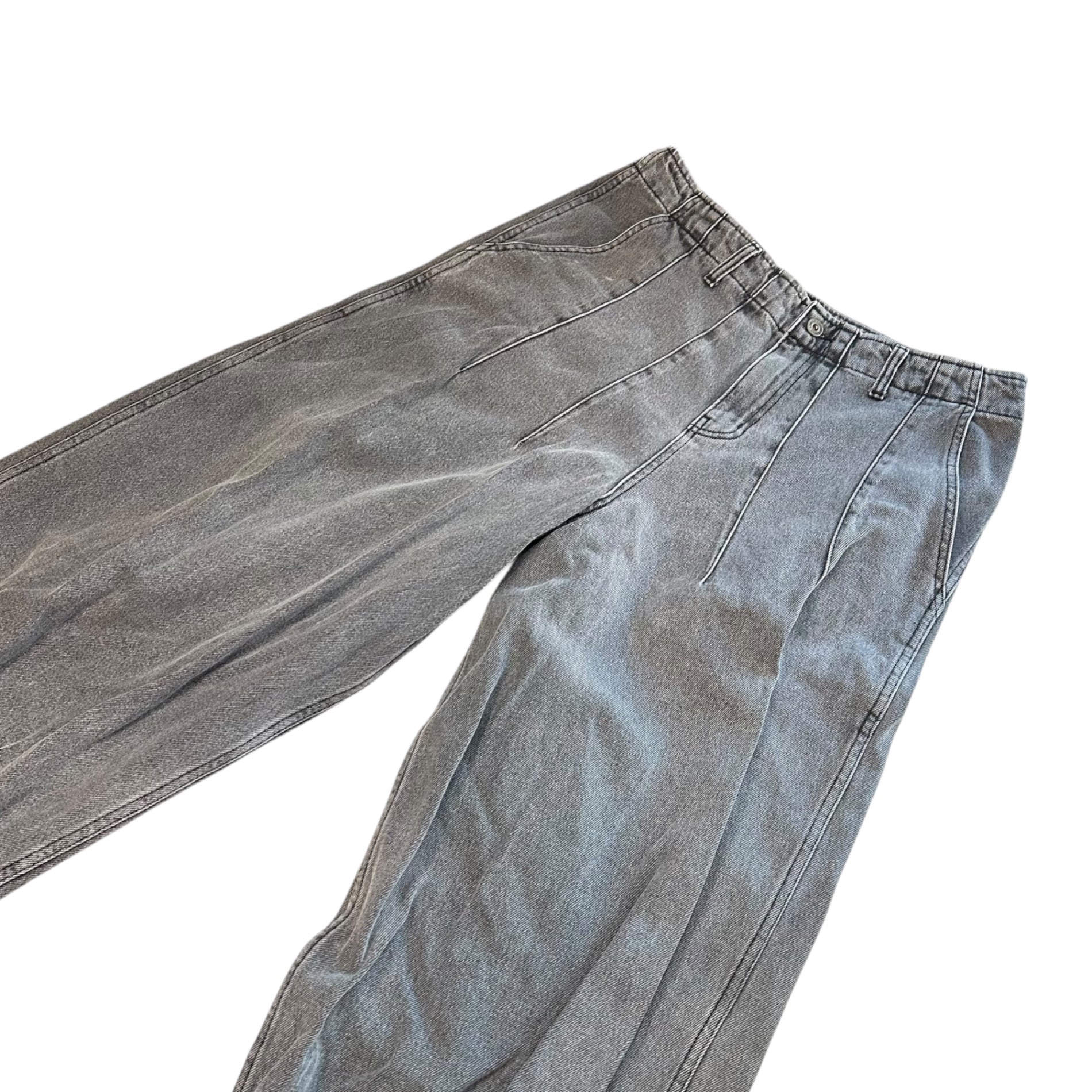 Ajobyajo(アジョバイアジョ) Baggy Silhouette Black Denim Pants バギー シルエット ブラック デニム パンツ XL ブラック(フェード)