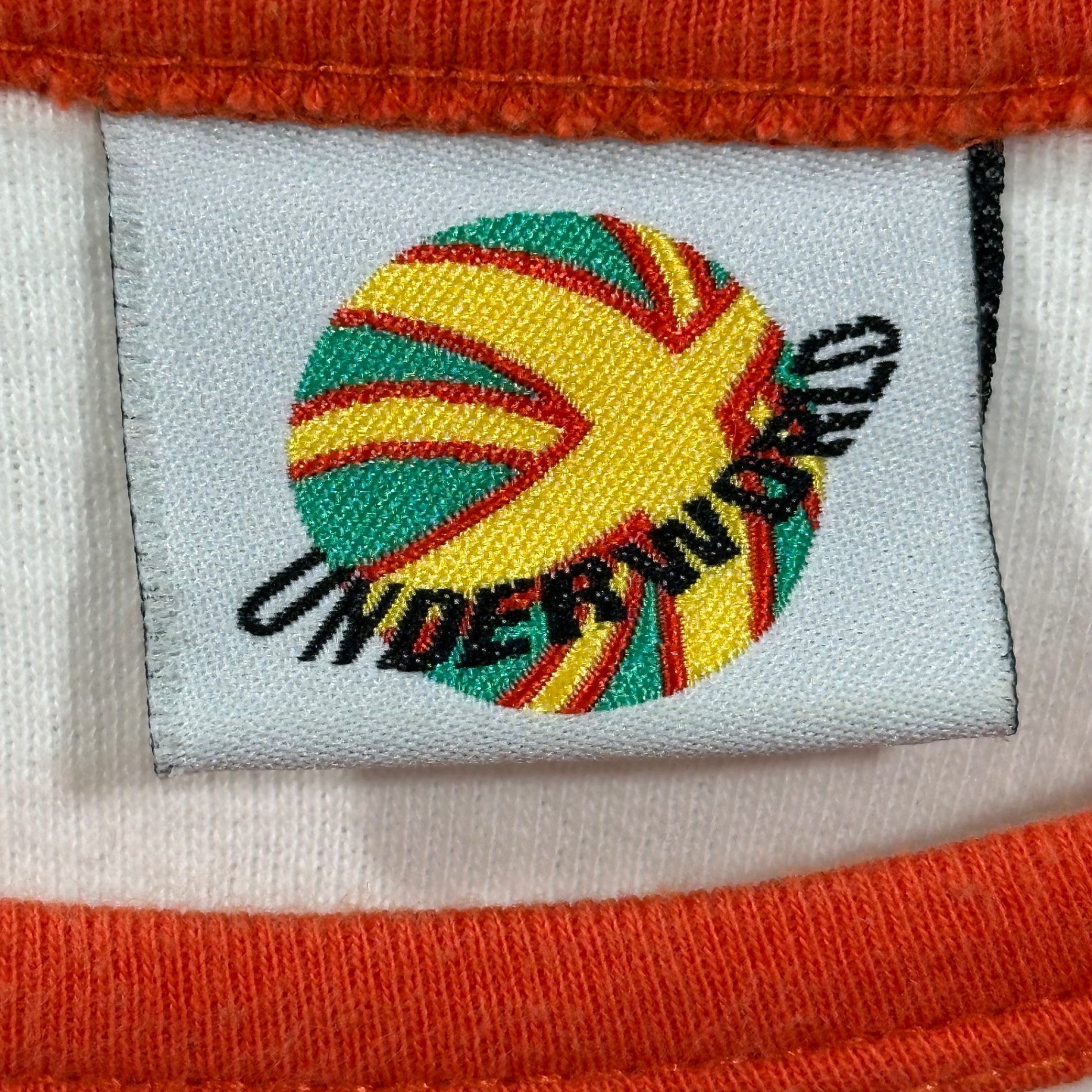 UNDERWORLD(アンダーワールド) 1996's "Trainspotting" Official Ringer Tee トレインスポッティング オフィシャル リンガー Tシャツ 表記無(S程度) ホワイト×オレンジ 90's 90年代 ムービー ヴィンテージ トレスポ