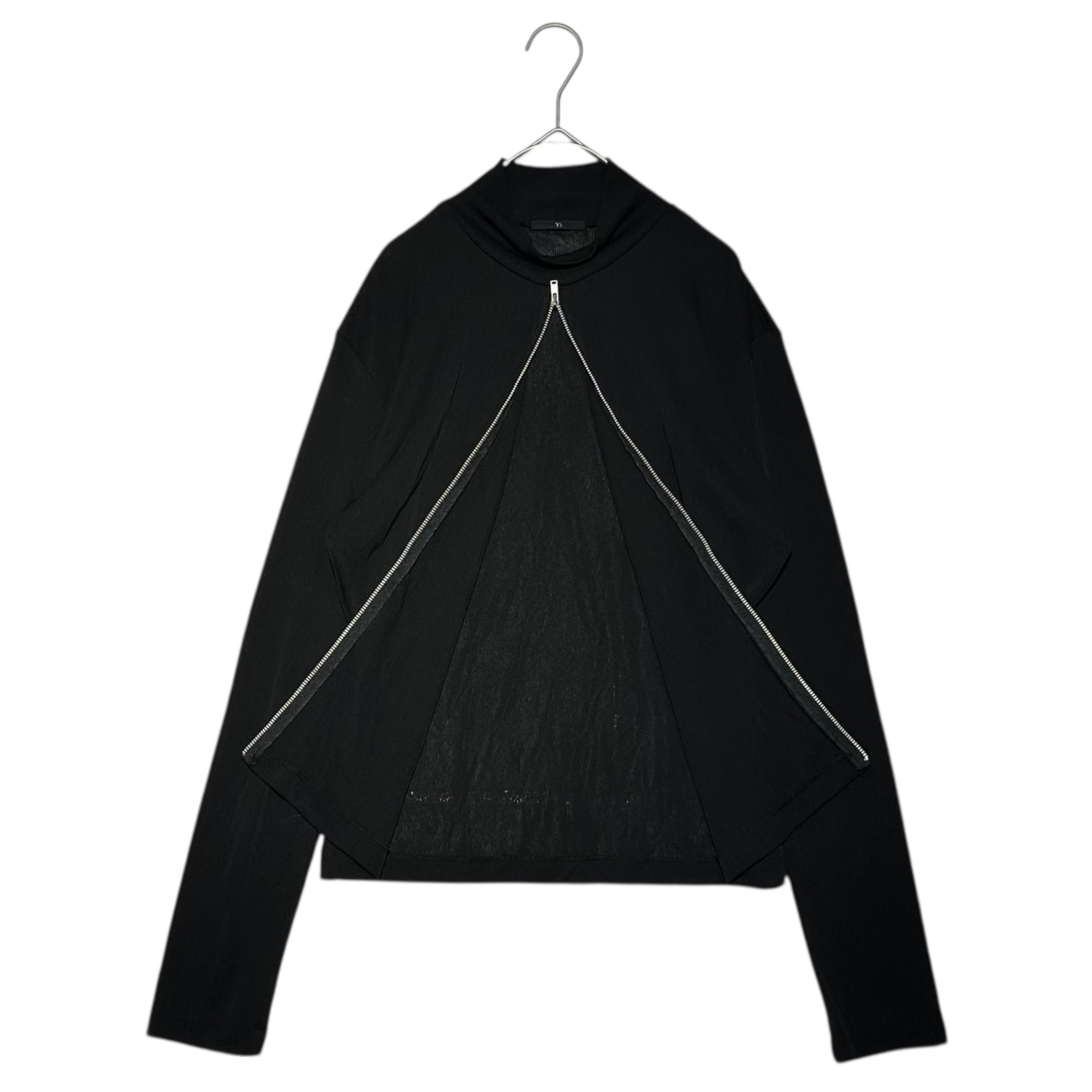 Y's(ワイズ) Center Zip Pullover Sheer Top センター ジップ プルオーバー シアー トップ YL-T64-906 表記無(M程度) ブラック カットソー モックネック
