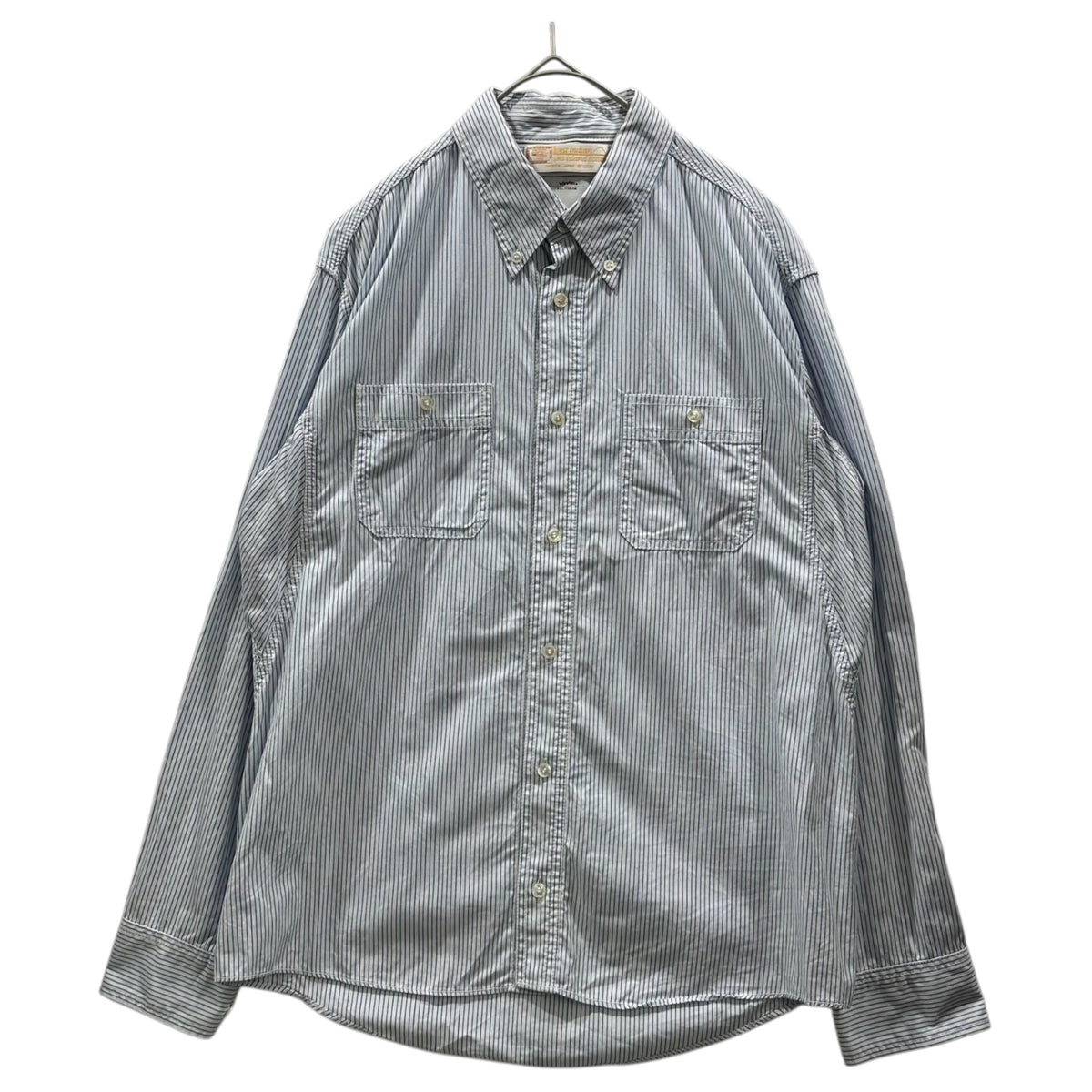 VISVIM(ビズビム/ヴィズヴィム) Striped Button-Down Shirt ストライプ ボタン ダウン シャツ VS0001326 M ホワイト×ライトブルー