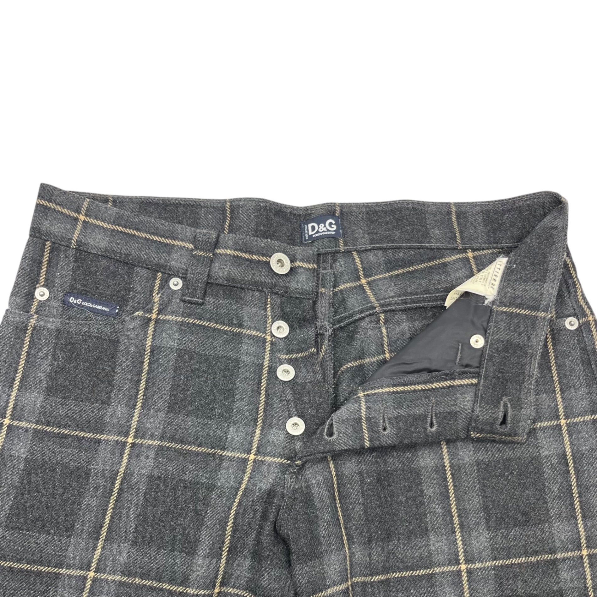 D&G(ディー&ジードルガバドルチェ&ガッバーナ) 00's Wool check slacks ウールチェックスラックス 30 44 グレー