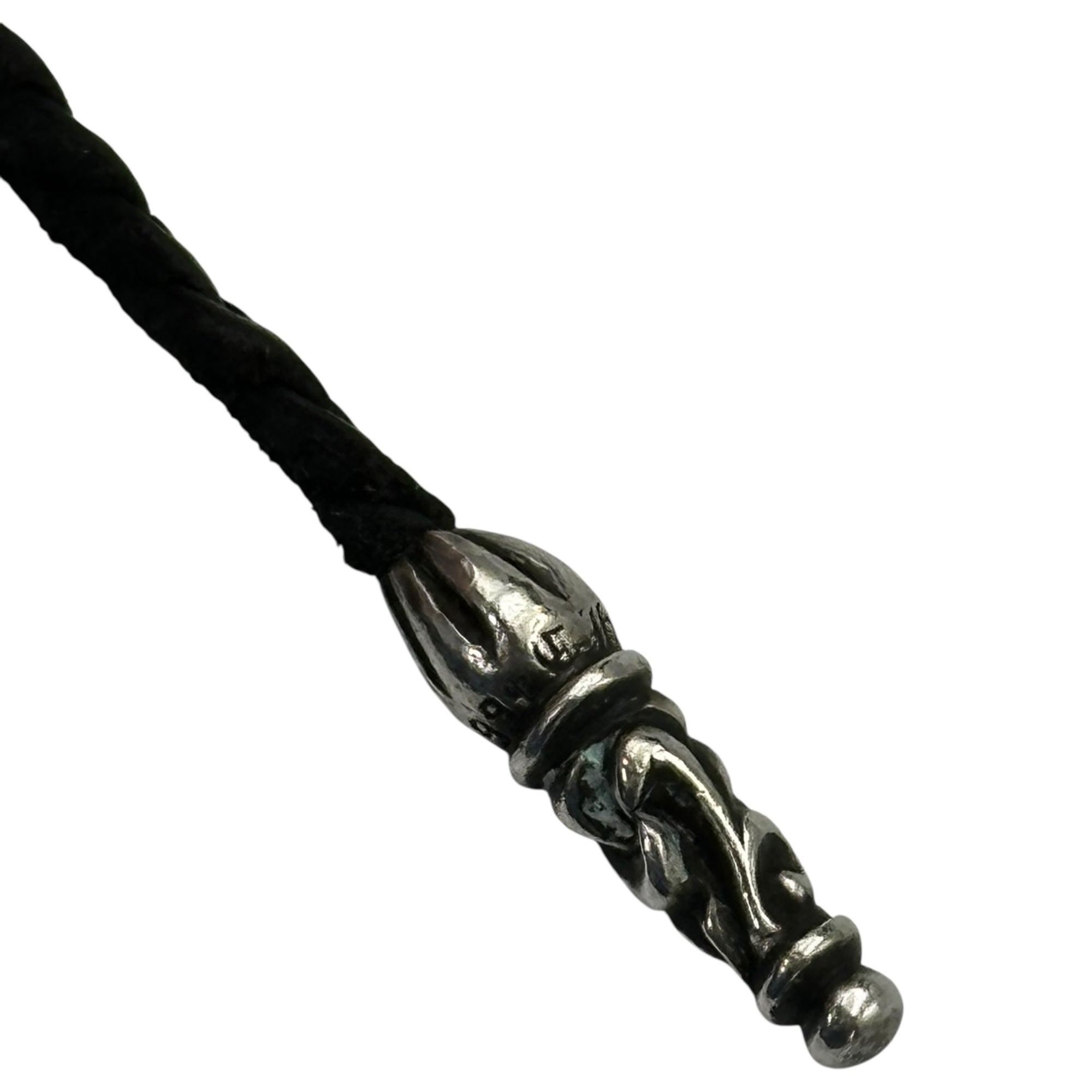 CHROME HEARTS(クロムハーツ) CAMPANA CROSS SML ＆ LEATHER BRAID SCROLL カンパナ クロス スモール ＆ レザー ブレイド スクロール ネックレス シルバー