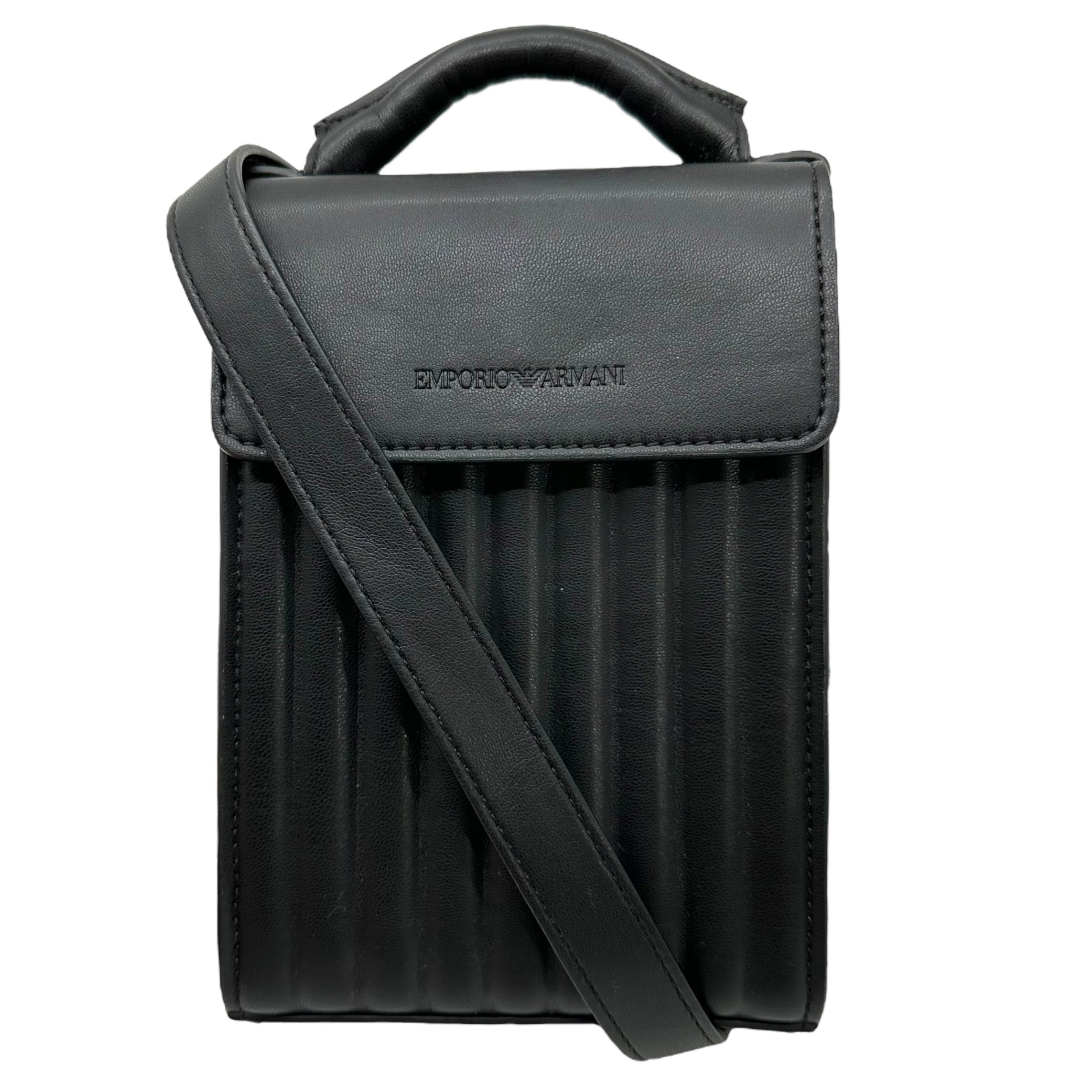 EMPORIO ARMANI(エンポリオアルマーニ) 2-way quilted shoulder pouch 2WAY キルティング ショルダー ポーチ バッグ ブラック イタリア製