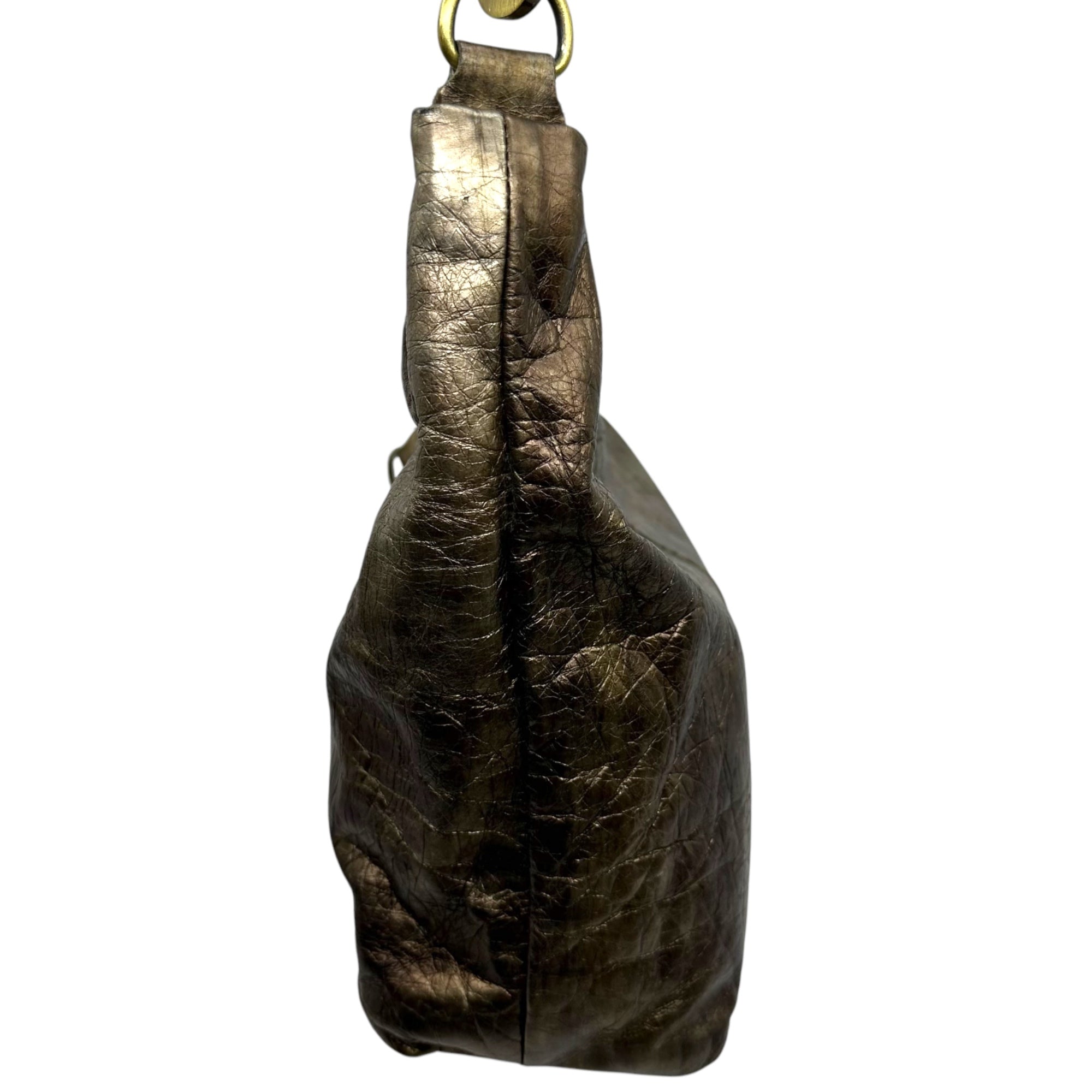 JAS-M.B.(ジャスエムビー) England made Gold coated leather shoulder bag イングランド製 ゴールド コーティング レザー ショルダー バッグ ゴールド