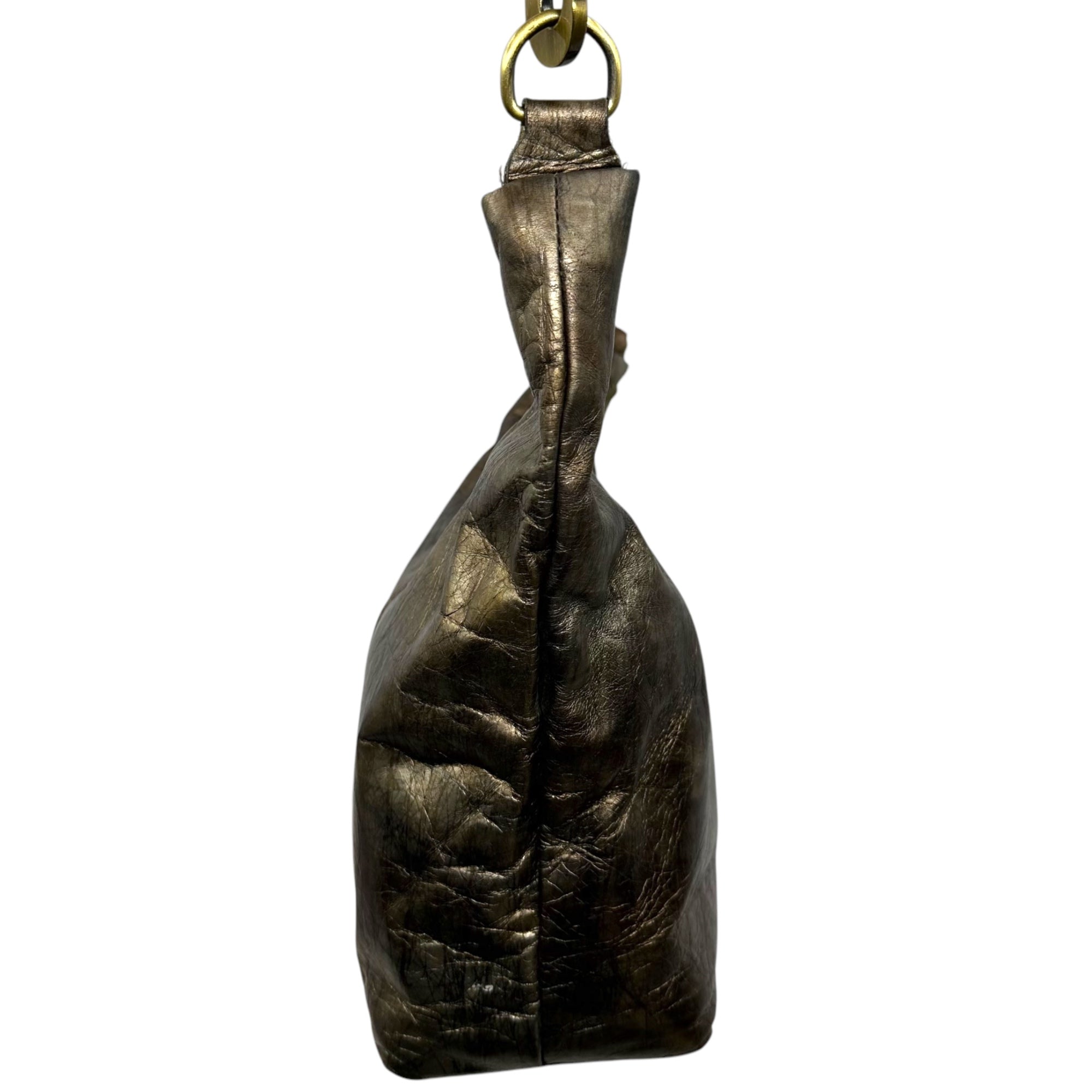 JAS-M.B.(ジャスエムビー) England made Gold coated leather shoulder bag イングランド製 ゴールド コーティング レザー ショルダー バッグ ゴールド
