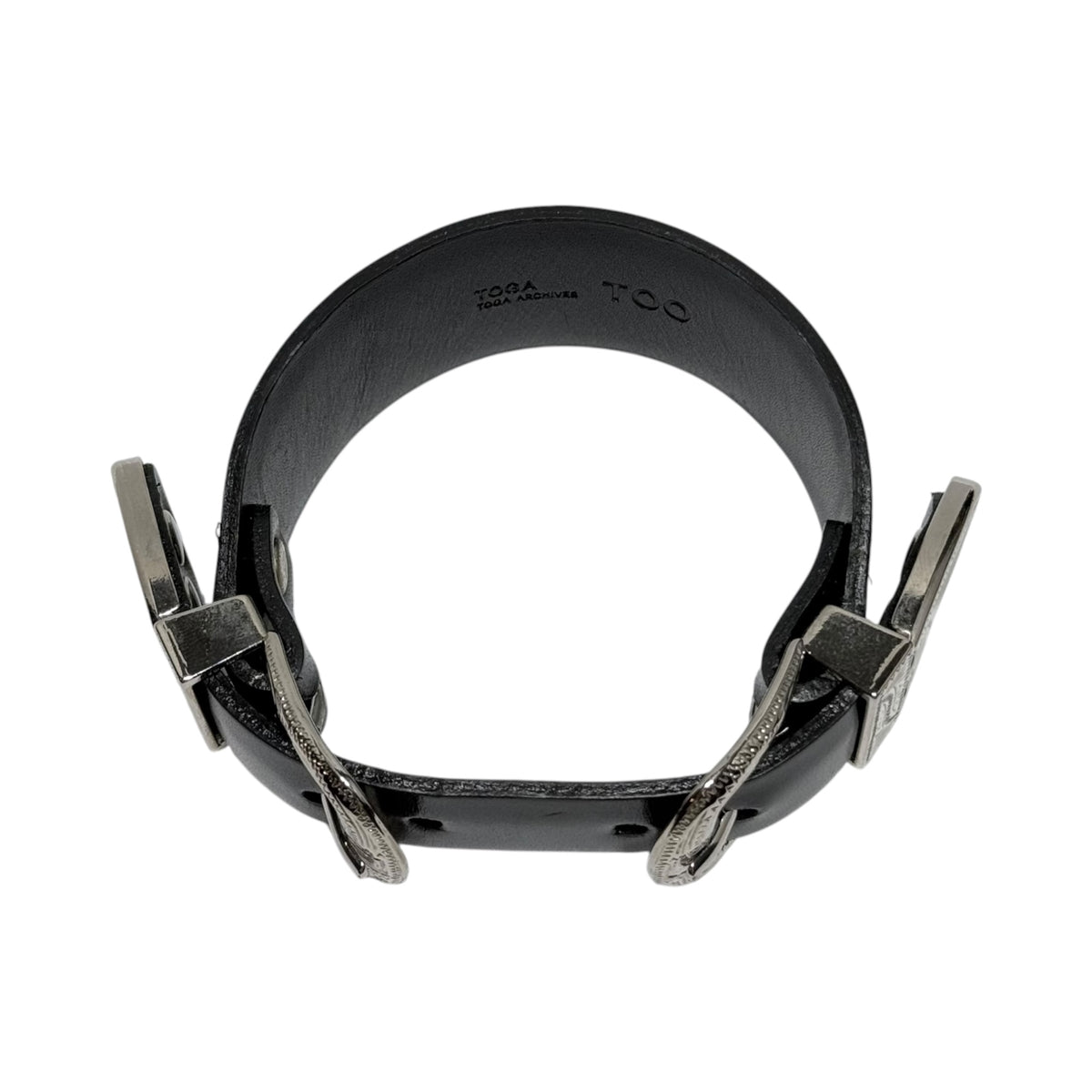 TOGA TOO(トーガトゥー) Double buckle bangle ダブルバックル ブレスレット TZ251-AK504 ブラック×シルバー