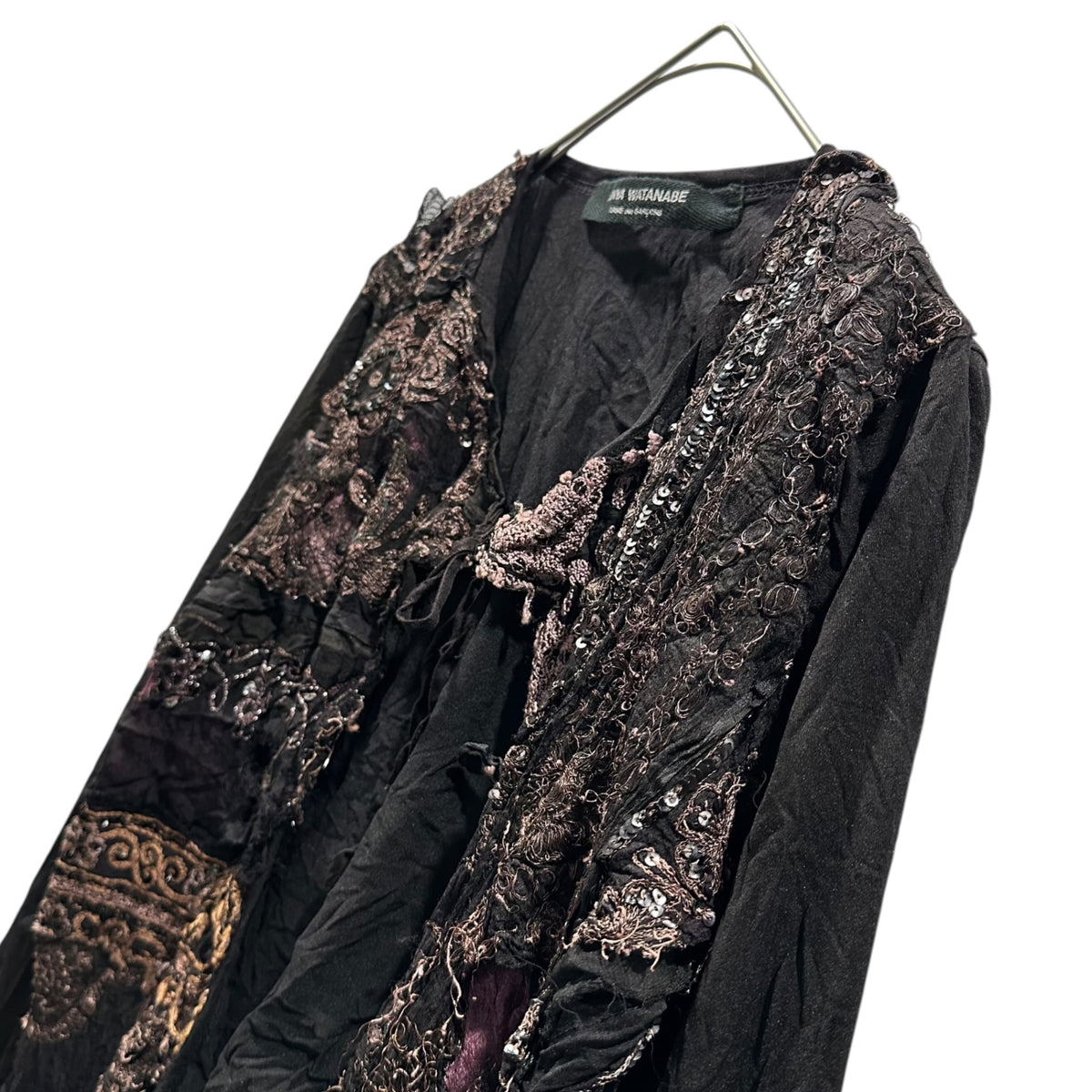 JUNYA WATANABE COMME des GARCONS(ジュンヤワタナベコムデギャルソン) 2005SS Sequin Embroidered Stitch Cardigan スパンコール 刺繍 ステッチ カーディガン JO-T005 FREE ブラック×パープル AD2004 00s アーカイブ