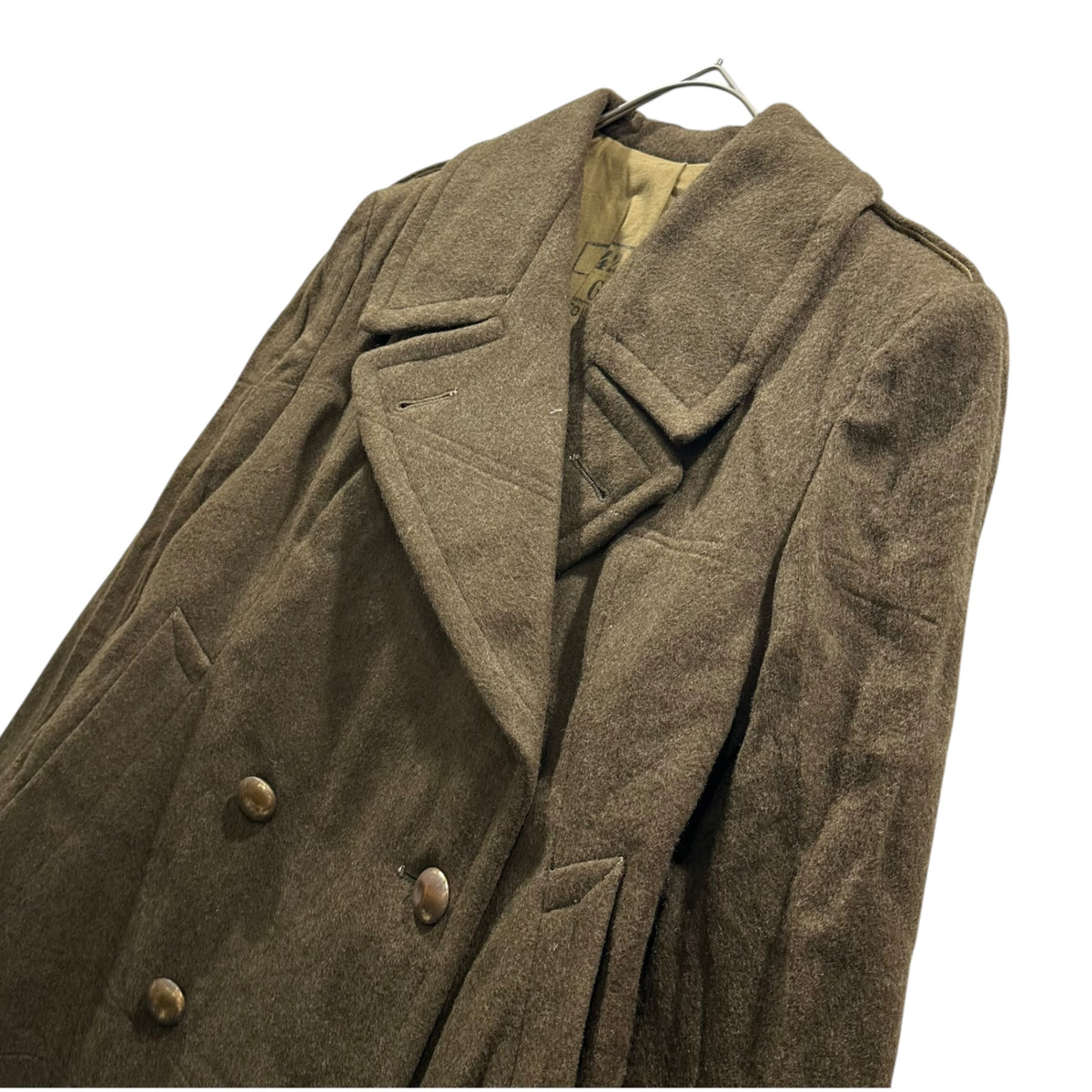 FRENCH MILITARY(フランス軍) 1950's~ Vintage Officer Wool Long Coat ヴィンテージ オフィサー ウール ロング コート 42 オリーブ 推定50年代 メルトン