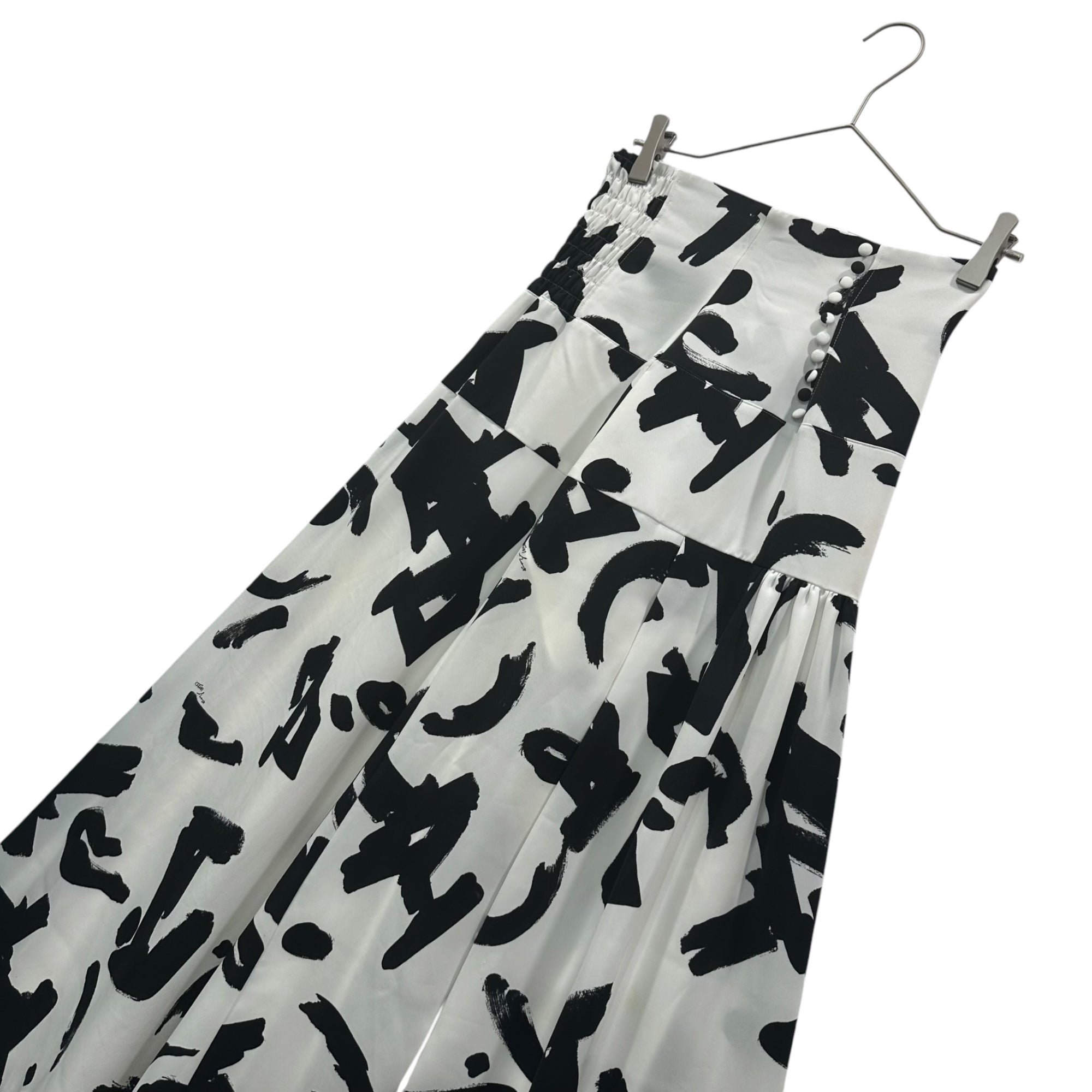 UN3D.(アンスリード) High-waisted maxi skirt ハイウエスト マキシ スカート 522020800301-01 38(M程度) ホワイト×ブラック