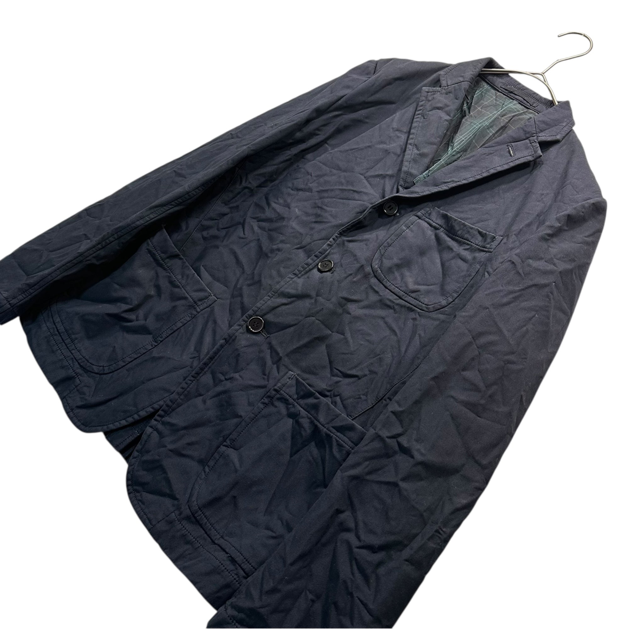 COMME des GARCONS HOMME(コムデギャルソンオム) 12SS Product-dyed 3B Cotton Tailored Jacket 製品染め シワ加工 3B コットン テーラード ジャケット HI-J022 XS ネイビー AD2011