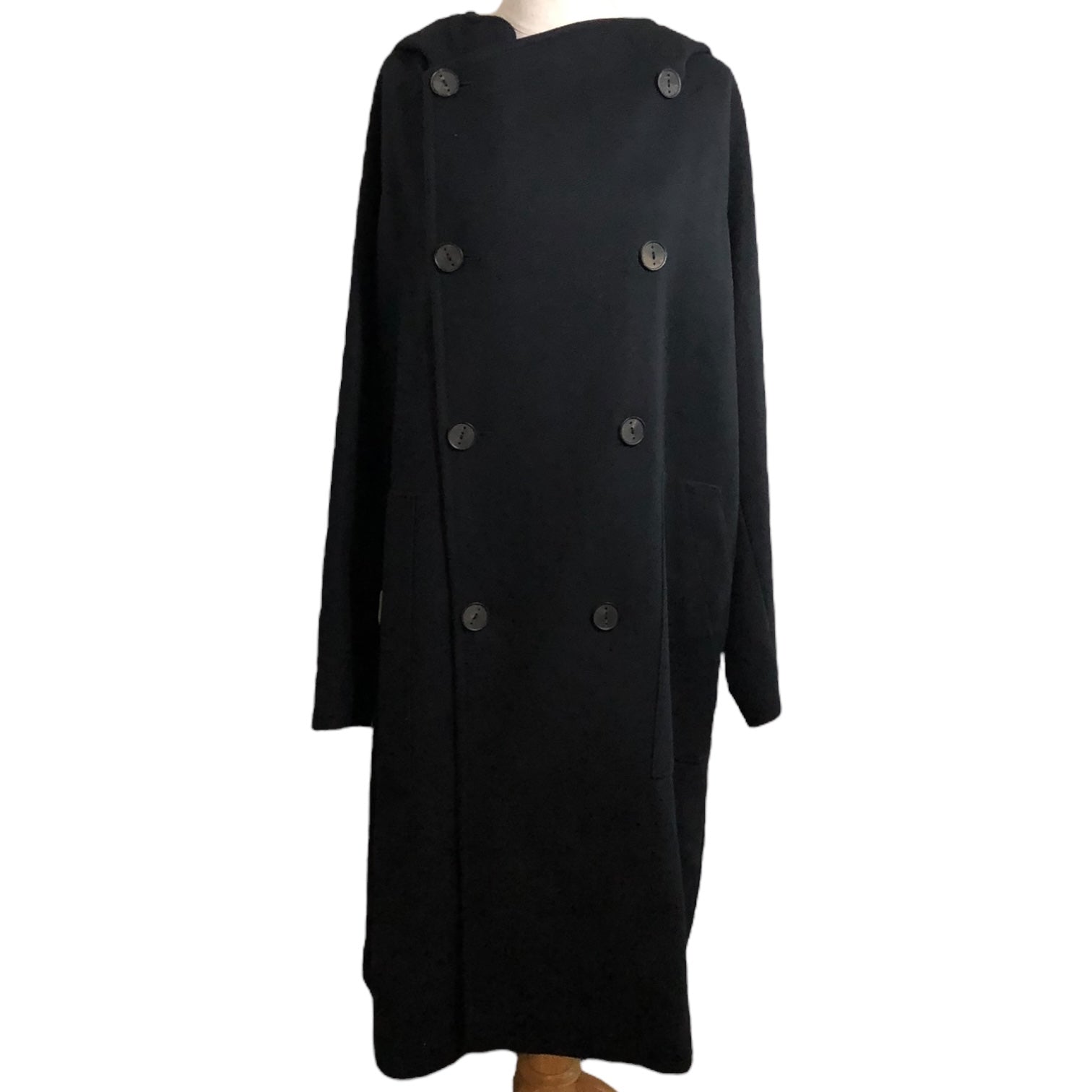 hevo(イーヴォ) Raglan hooded oversized coat ラグランフーデッドオーバーサイズコート 92057SALV719 48(L程度) ブラック イタリア製 参考定価107,800円