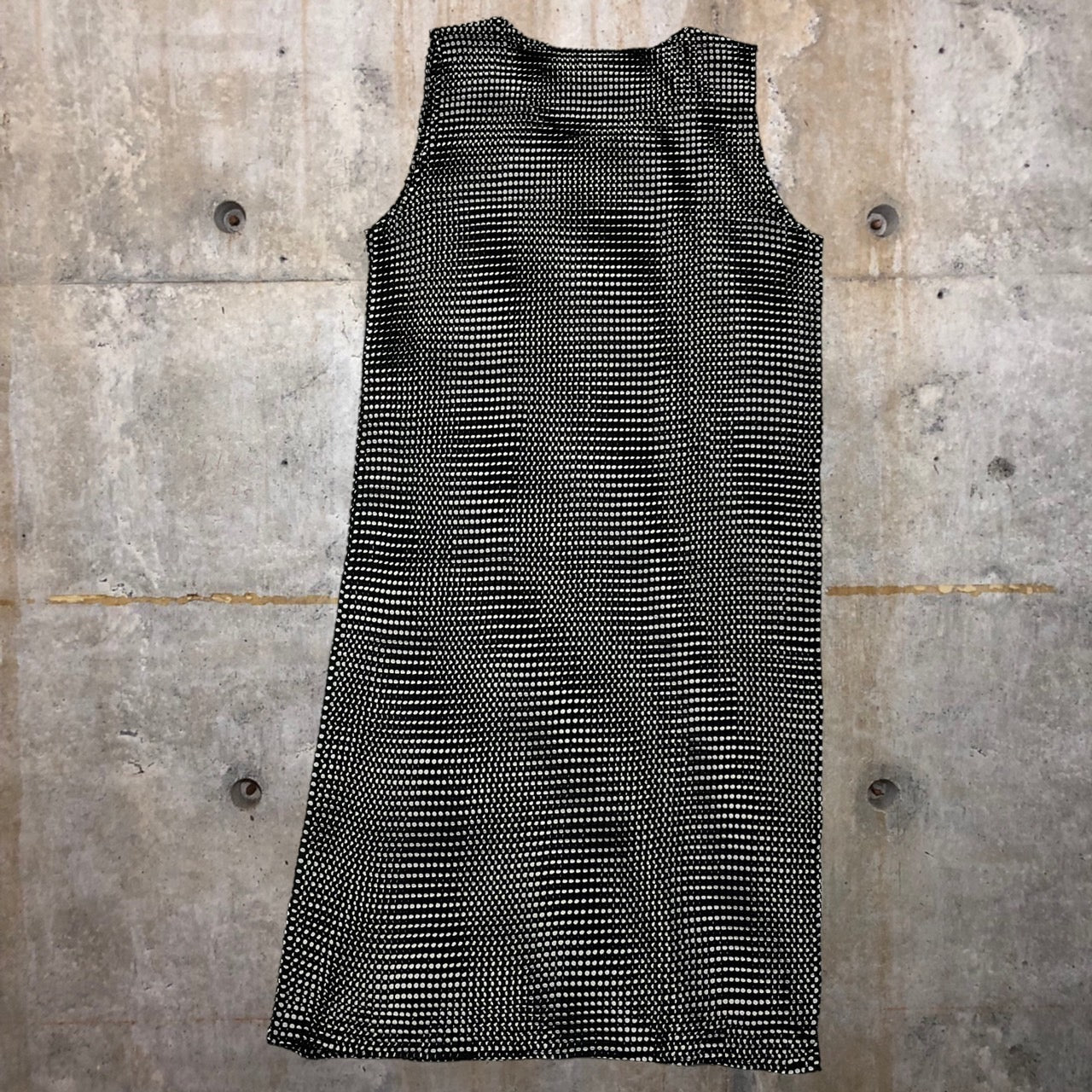 ISSEY MIYAKE(イッセイミヤケ) 90's dot pattern pleated sleeveless dress/ドット柄プリーツノースリーブワンピース/ヴィンテージ IM61-FH914 SIZE L ブラック×ホワイト 銀タグ　90年代