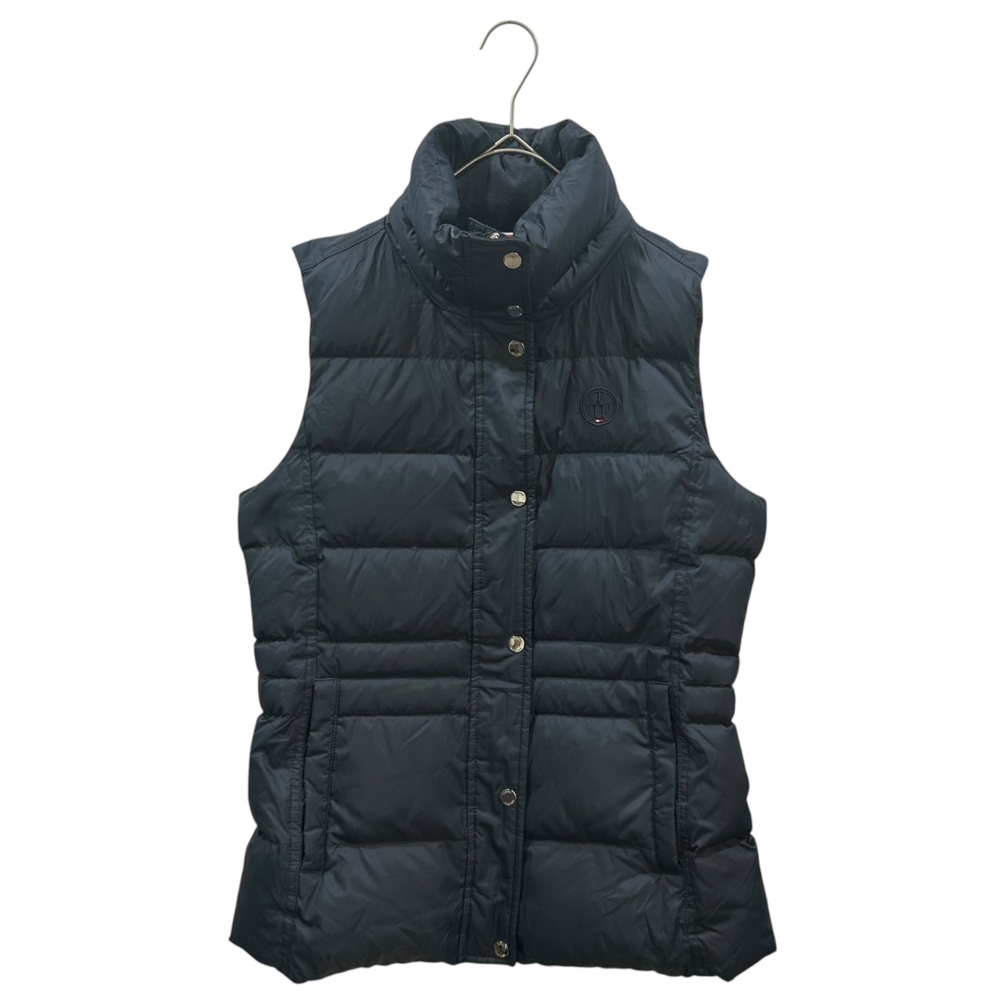 TOMMY HILFIGER(トミーヒルフィガー) Hooded eco-fur down vest フーデッド エコファー ダウン ベスト L ネイビー