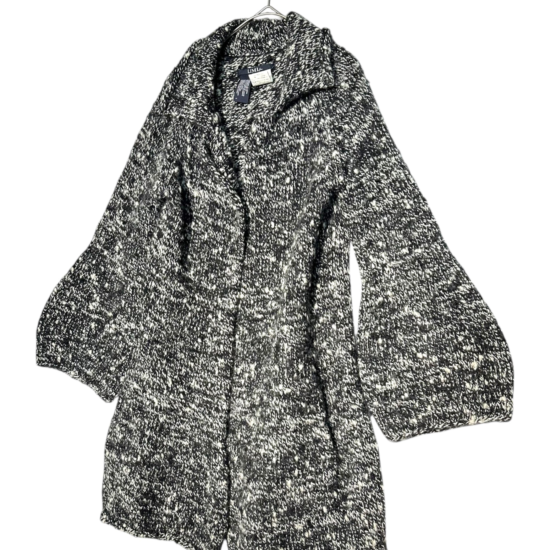 LIMI feu(リミフゥ)  Buttonless low gauge knit cardigan ボタンレス ローゲージ ニット カーディガン LU-K23-171 3(L程度) ブラック×ホワイト