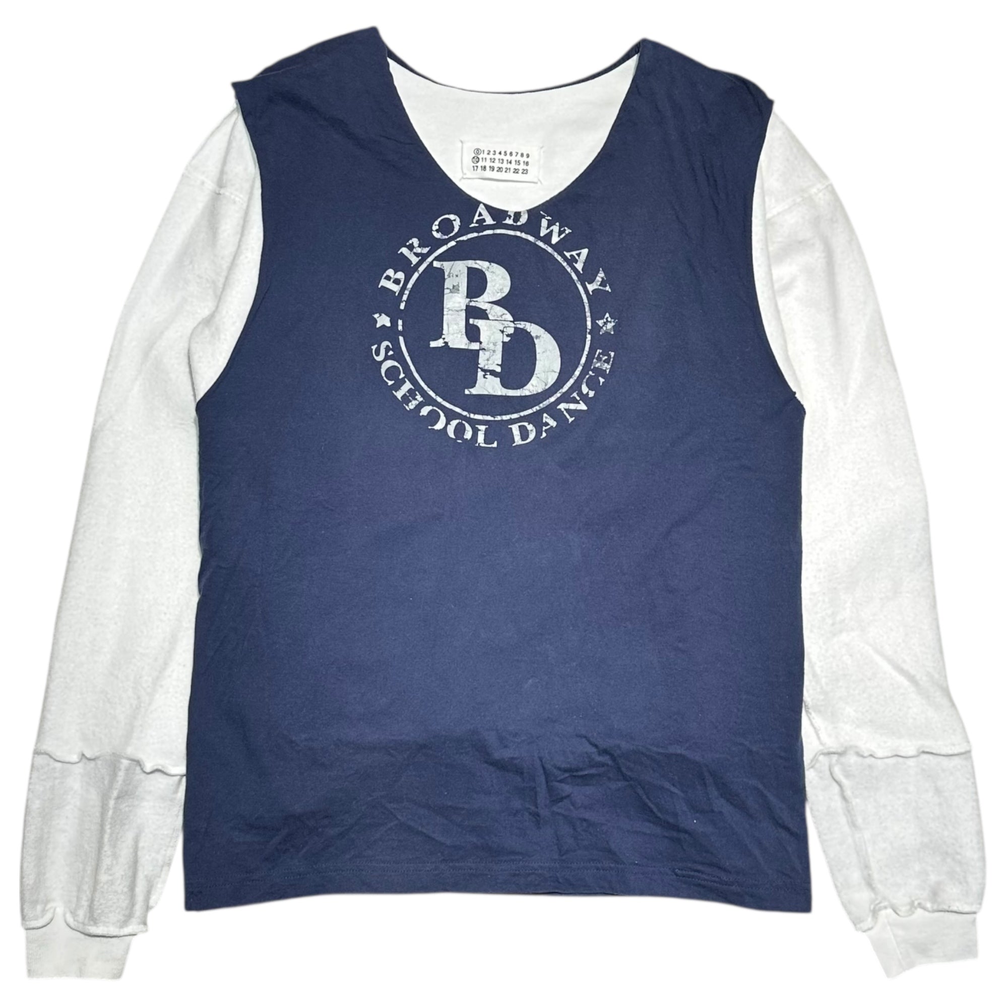 Maison Martin Margiela(メゾン マルタンマルジェラ) 2004 ⓪ ⑩ Artisanal Reconstructed Layered Sweatshirt アーティザナル 再構築 レイヤード スウェット 833M00750071 表記無(FREE) ネイビー×ホワイト 00's 本人期 アーカイブ リバーシブル