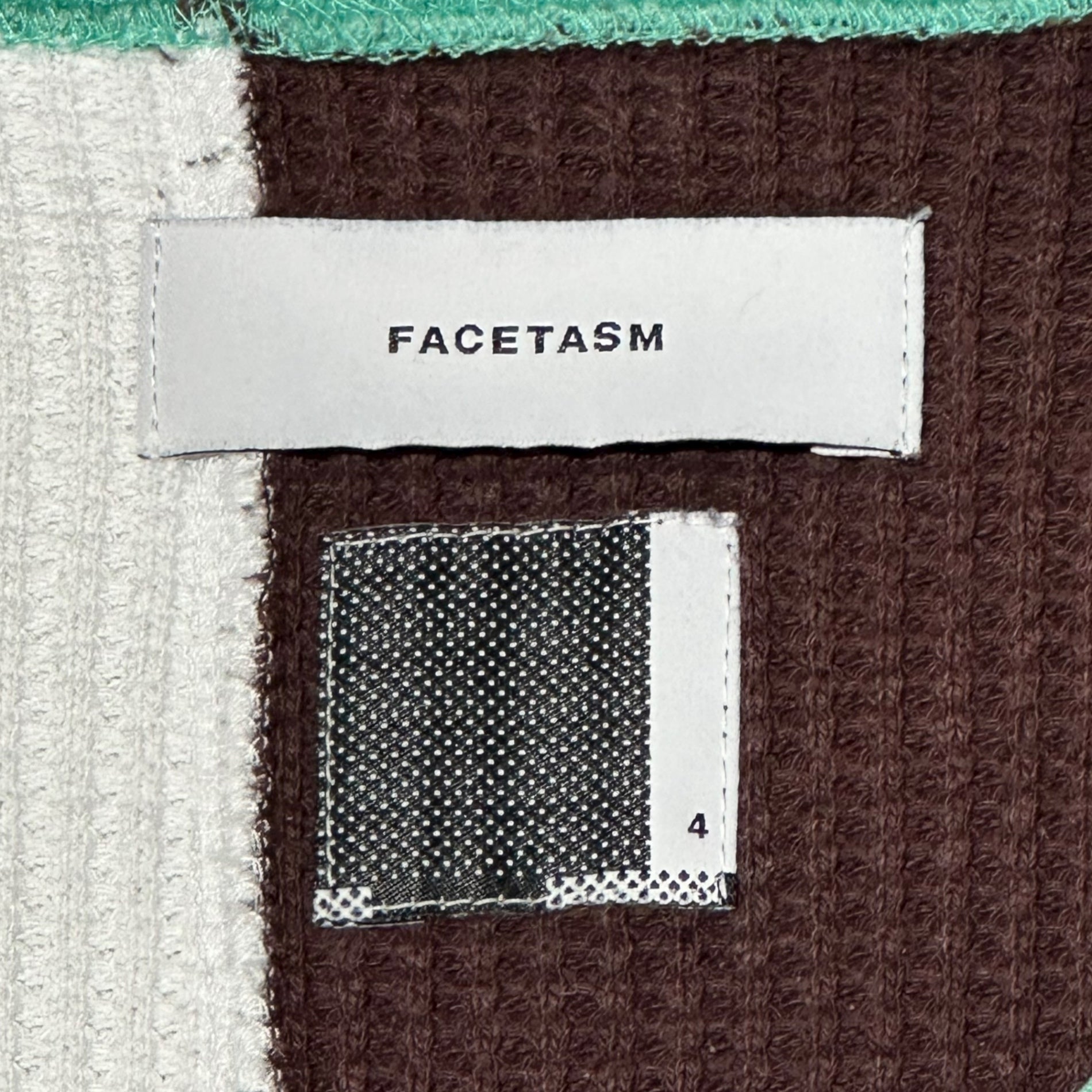 FACETASM(ファセッタズム) Crazy Pattern Waffle Long-Sleeve Knit Top クレイジーパターン ワッフル 長袖 カットソー BQ-TEE-U04 4(XL程度) ホワイト×ブラック×ブラウン×グリーン