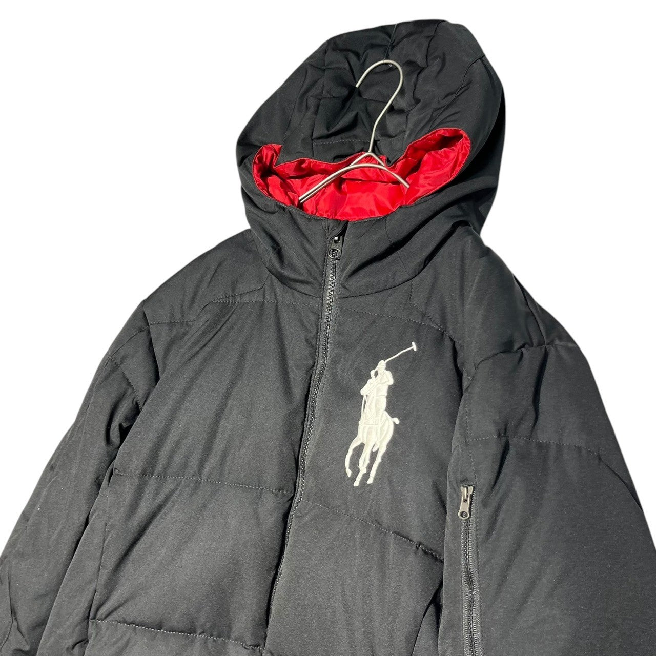 POLO RALPH LAUREN(ポロラルフローレン) Big Pony Logo Hooded Padded Jacket ビッグポニー ロゴ  フーデッド 中綿 ジャケット L(レディースM程度) ブラック キッズ