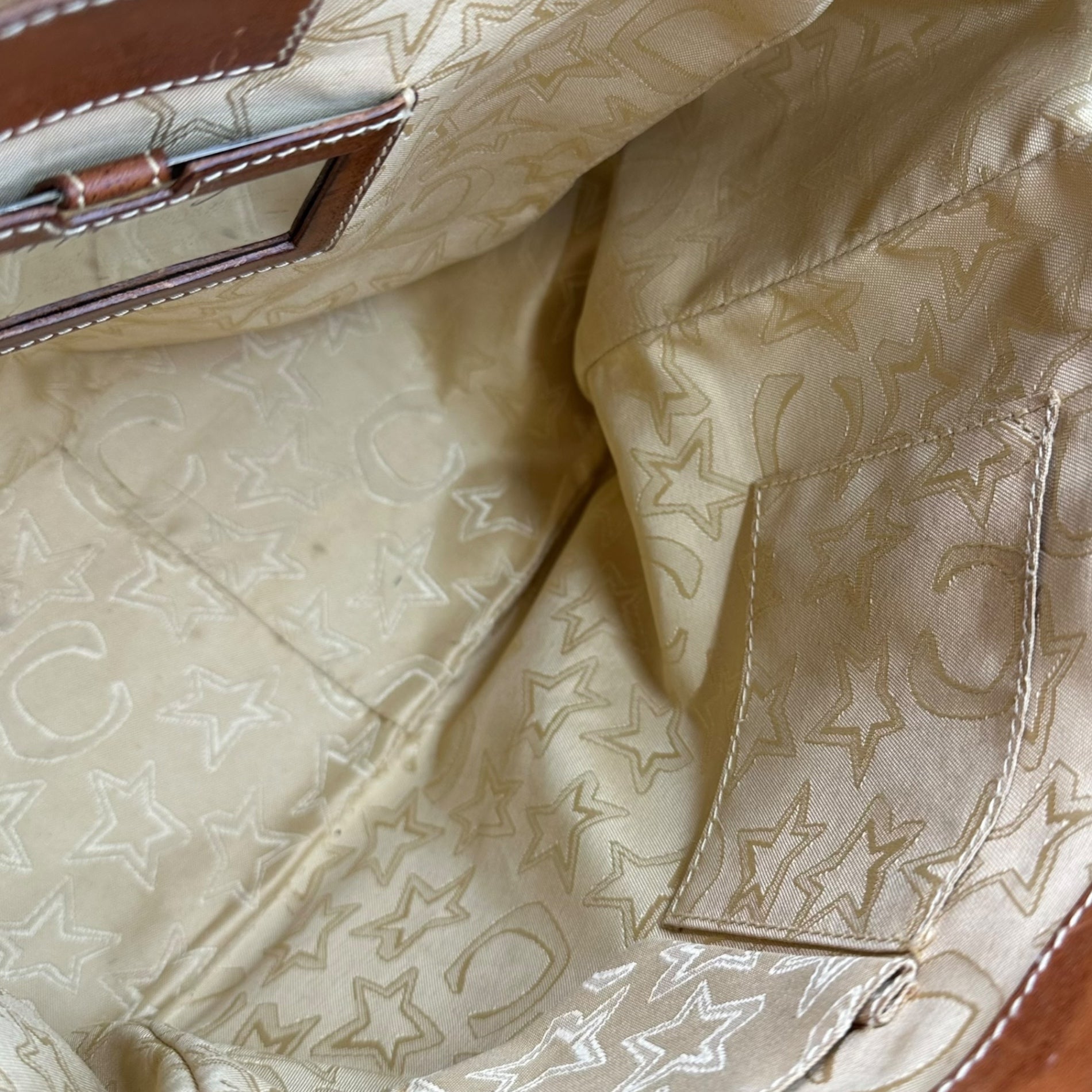 Corto Moltedo(コルトモルテド) Logo All-Over Print Canvas Leather Tote Bag ロゴ 総柄 キャンパス レザー トート バッグ グリーン×ベージュ