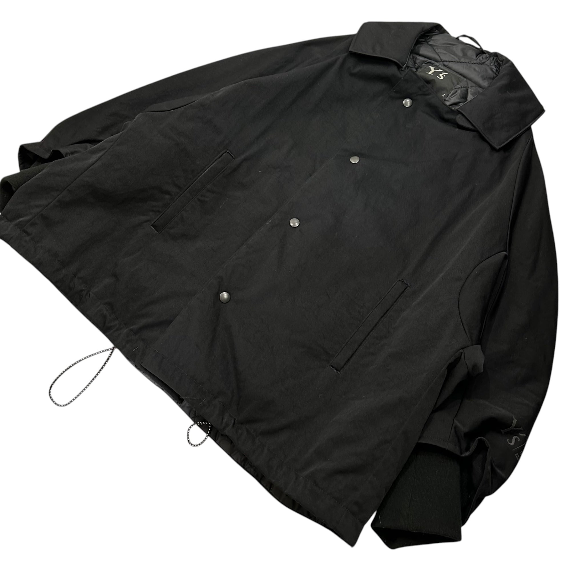 Y's(ワイズ) NYLON CHINO CLOTH MIDDLE COAT ナイロン チノ クロス ミドル コート YK-C22-603 2(M程度) ブラック 男性着用可能 ジャケット