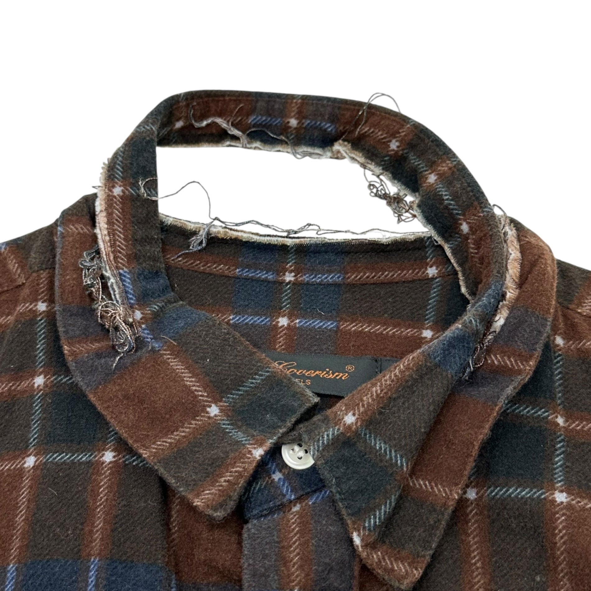 UNDERCOVERISM(アンダーカバイズム) 03SS SCAB Crushed L/S flannel shirt クラッシュ加工 長袖 ネルシャツ U218 M ブラウン×ネイビー