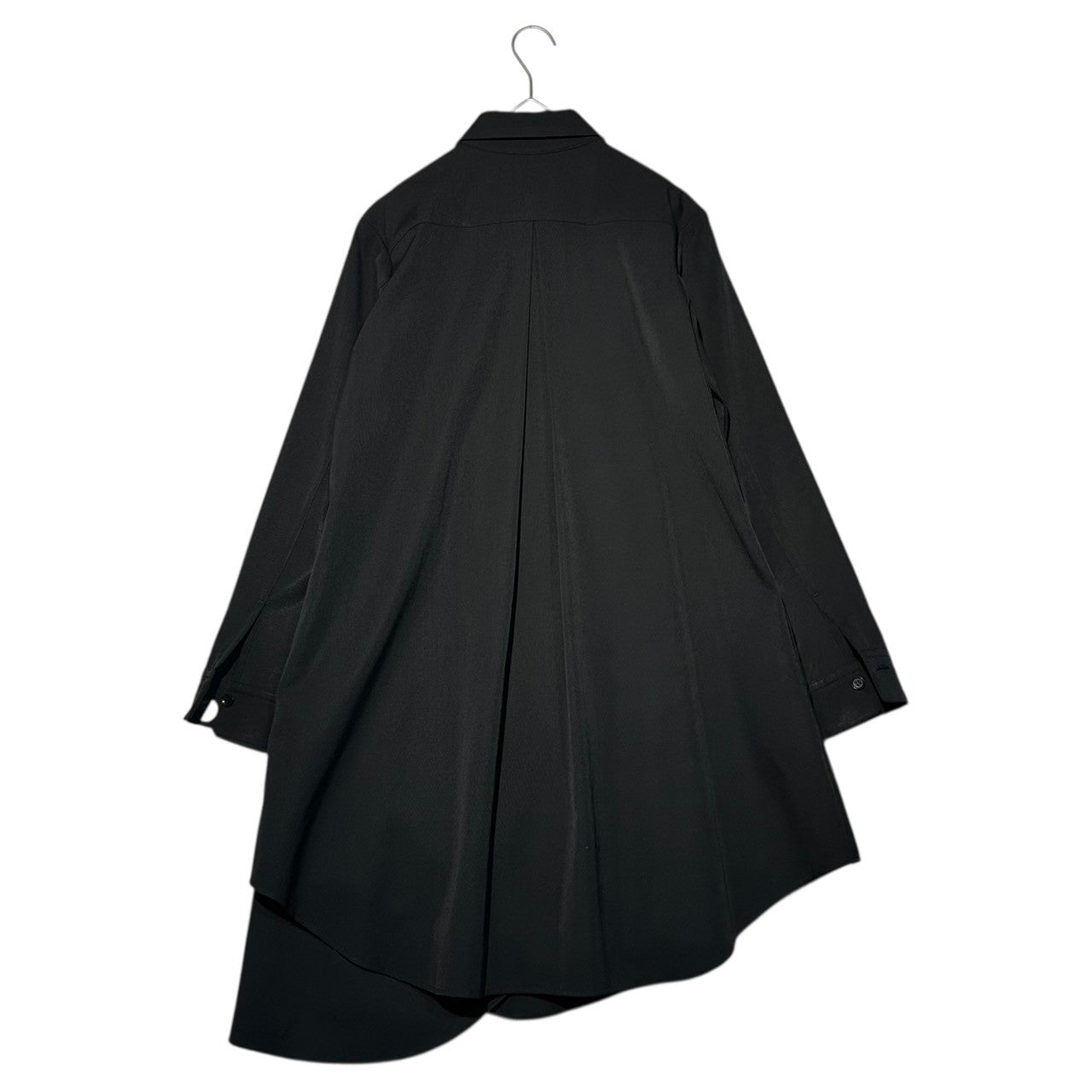 Y's(ワイズ) Wool Gabardine Front Layered Long-Sleeve Long Shirt ウール ギャバジン フロント 重ね 長袖 ロング シャツ YG-J03-100 1(S程度) ブラック