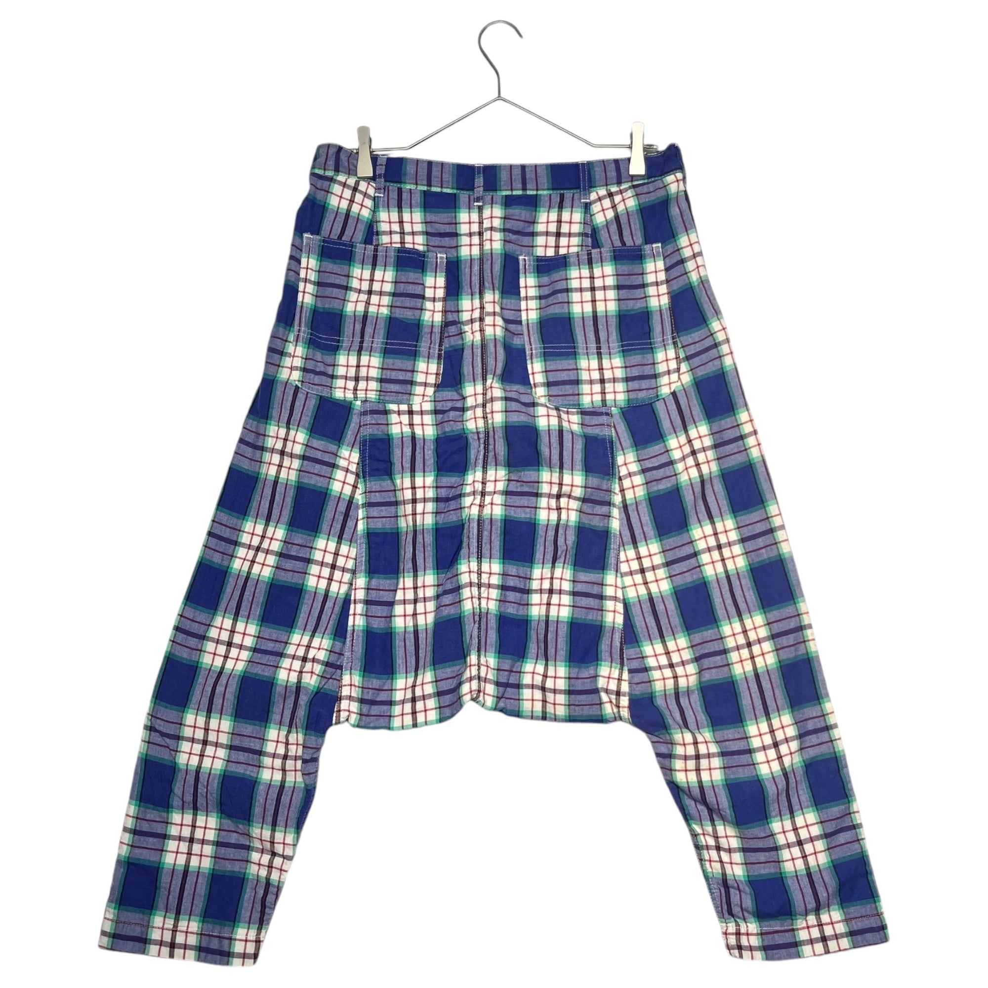 COMME des GARCONS HOMME PLUS(コムデギャルソンオムプリュス) 09AW check sarouel pants チェック  サルエル パンツ PE-P025 XS ブルー×ホワイト AD2009