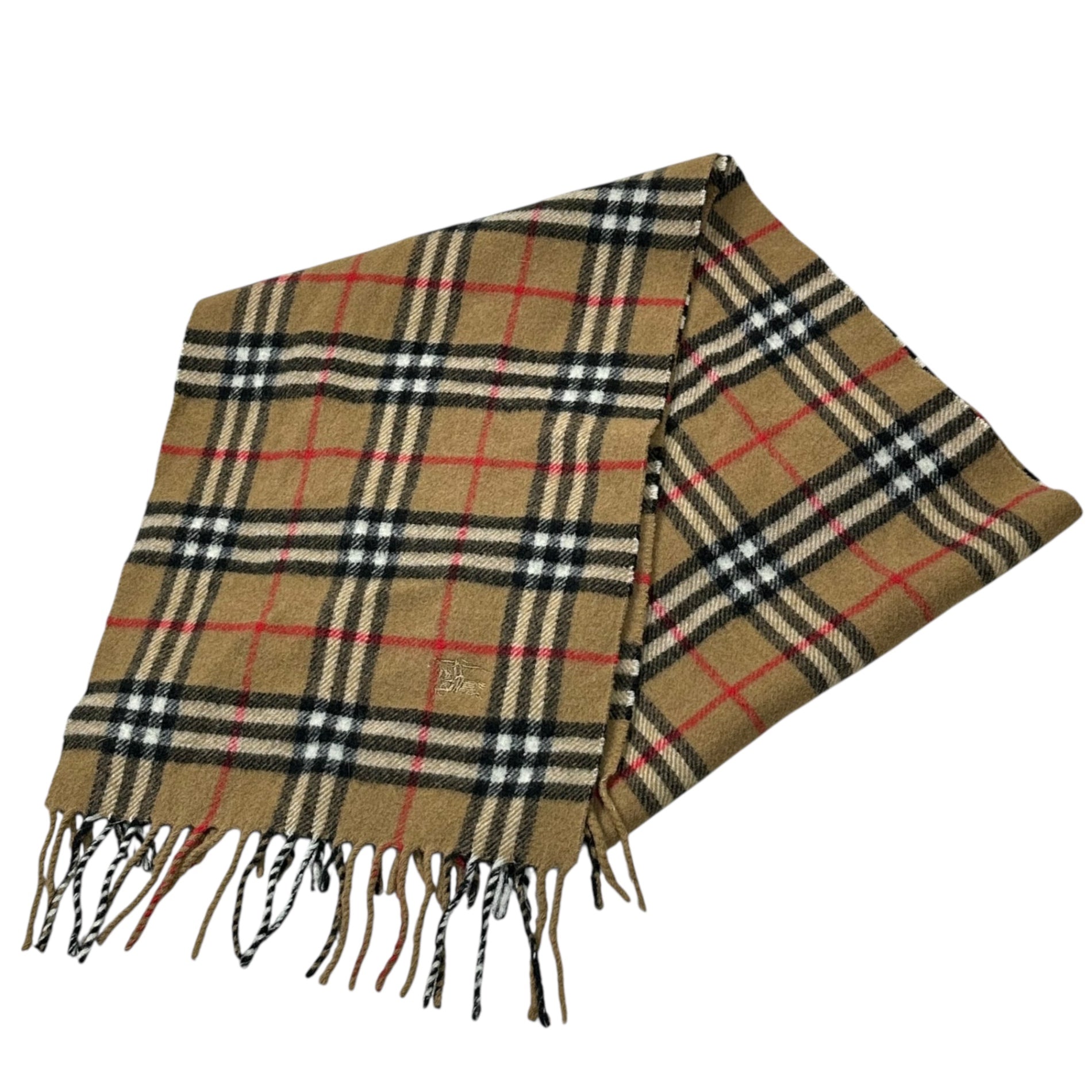 Burberry’s(バーバリーズ) Nova Check Wool Scarf ノヴァチェック ウール マフラー  ロゴ刺繍