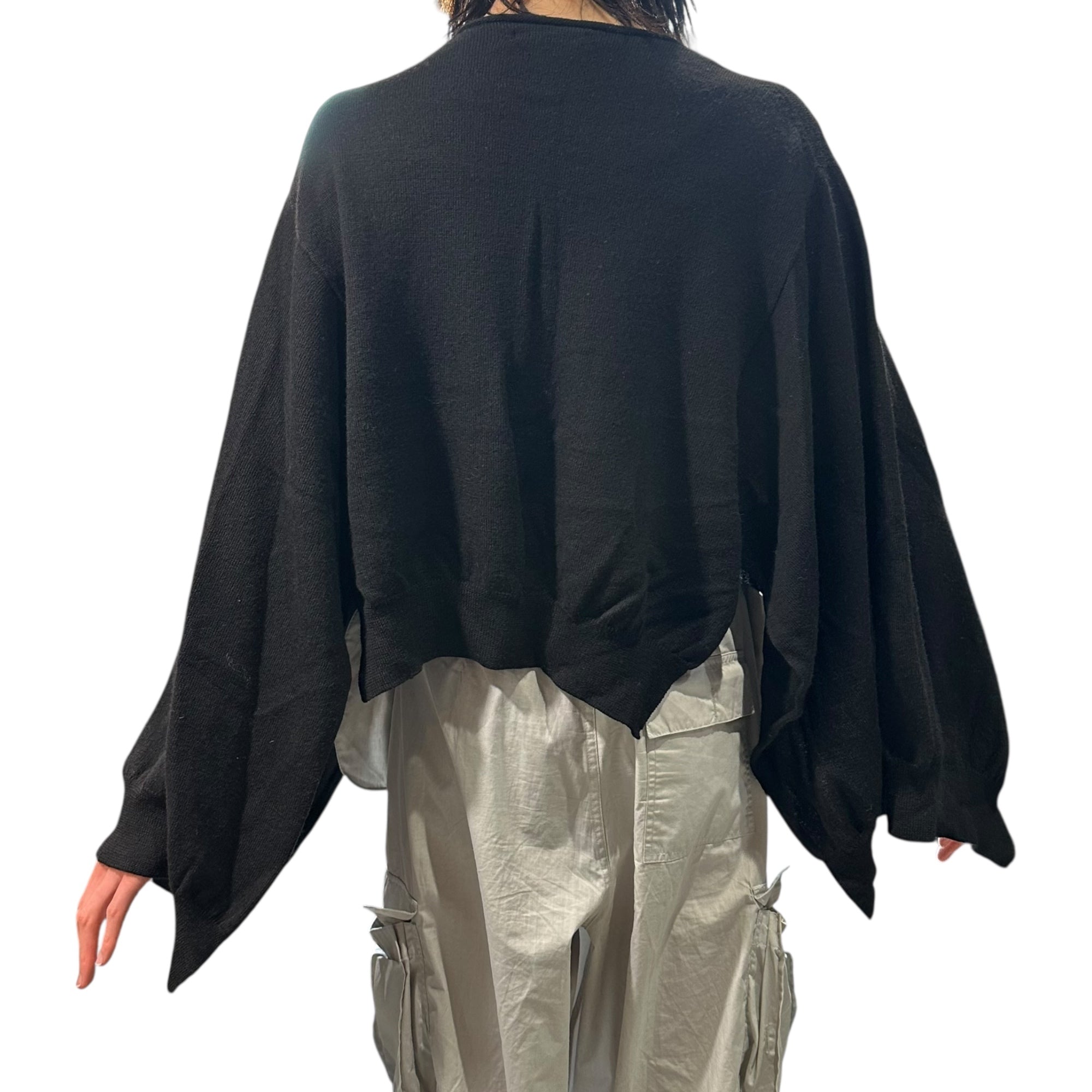 Y's(ワイズ) 03AW Kimono Slit Sleeve Boat Neck Wool Knit 着物 スリット スリーブ ボートネック ウール ニット YU-K12-188 3 ブラック 00's