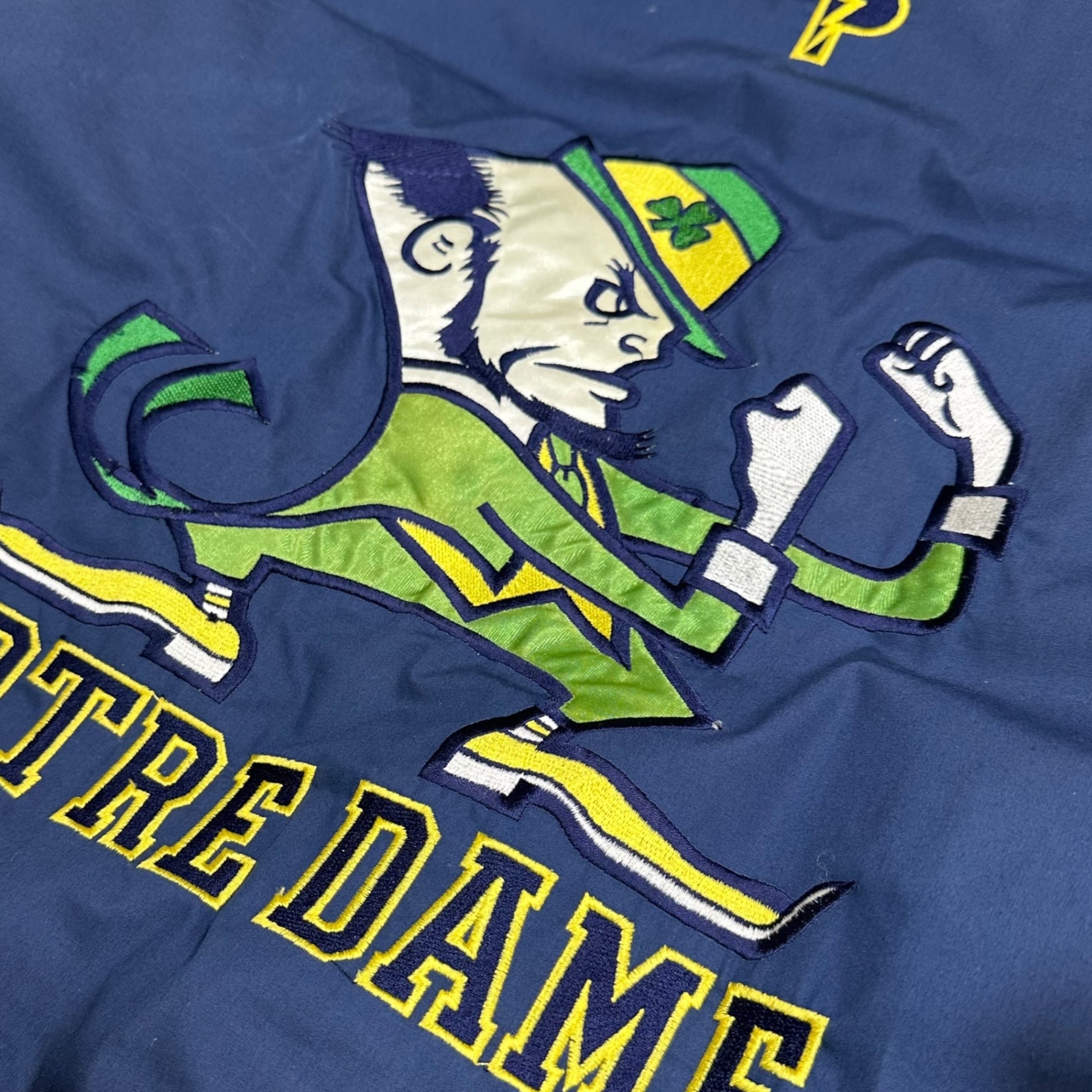 PRO PLAYER(プロプレイヤー) OLD NOTRE DAME Padded Jacket オールド ノートルダム 中綿 ジャケット XL ネイビー×グリーン×イエロー 古着