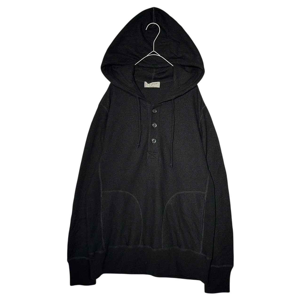 YOHJI YAMAMOTO POUR HOMME(ヨウジヤマモトプールオム) 10AW Cashmere-Blend Half-Button Pullover Hoodie カシミア混 ハーフボタン プルオーバー パーカー HC-T39-970 3(M程度) ブラック
