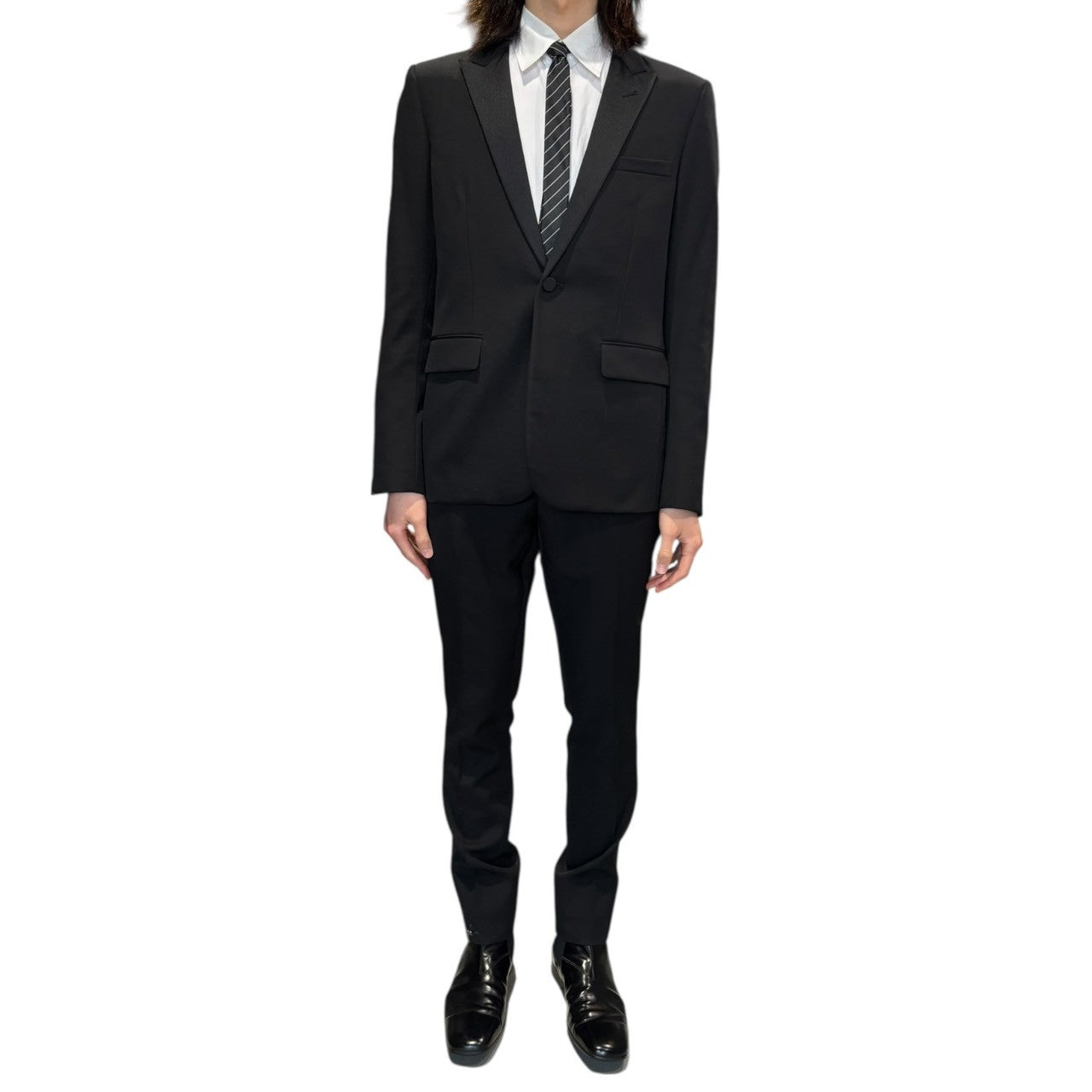 SAINT LAURENT PARIS(サンローランパリ) 16AW By Hedi Slimane 1B Smoking Jacket Setup エディ期 スモーキング ジャケット セットアップ 398910 48 ブラック エディースリマン スーツ スラックス テーラード