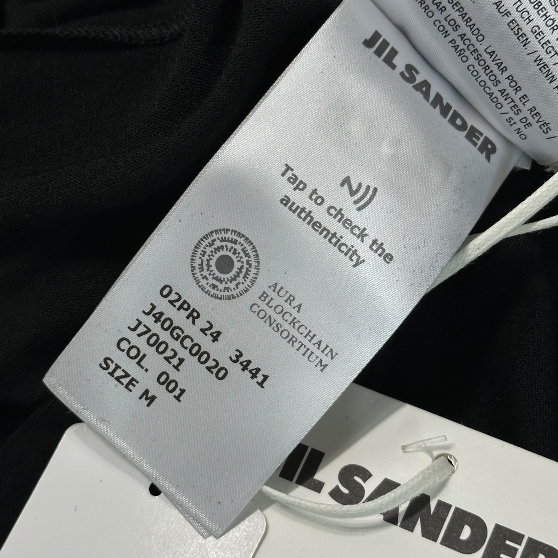 JIL SANDER+(ジルサンダー プラス) 22AW Neck Logo Turtleneck Wool Blend Knit Top ネックロゴ タートル ウール混 カットソー J40GC0020 J70021 M ブラック×ホワイト