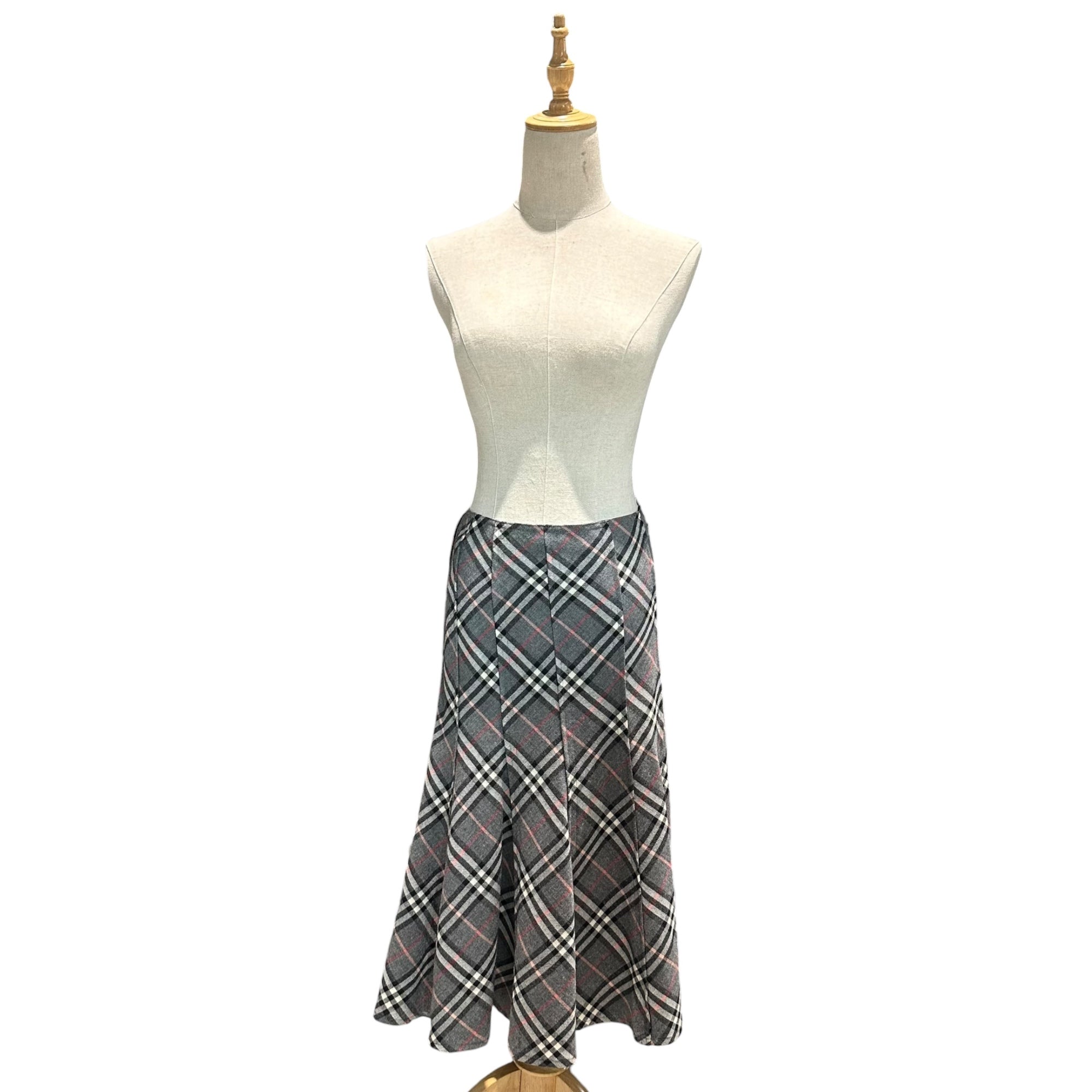 BURBERRY BLUE LABEL(バーバリーブルーレーベル) Old Check Wool Skirt オールド チェック ウール スカート FLF38-621 38(M) グレー×ホワイト×レッド