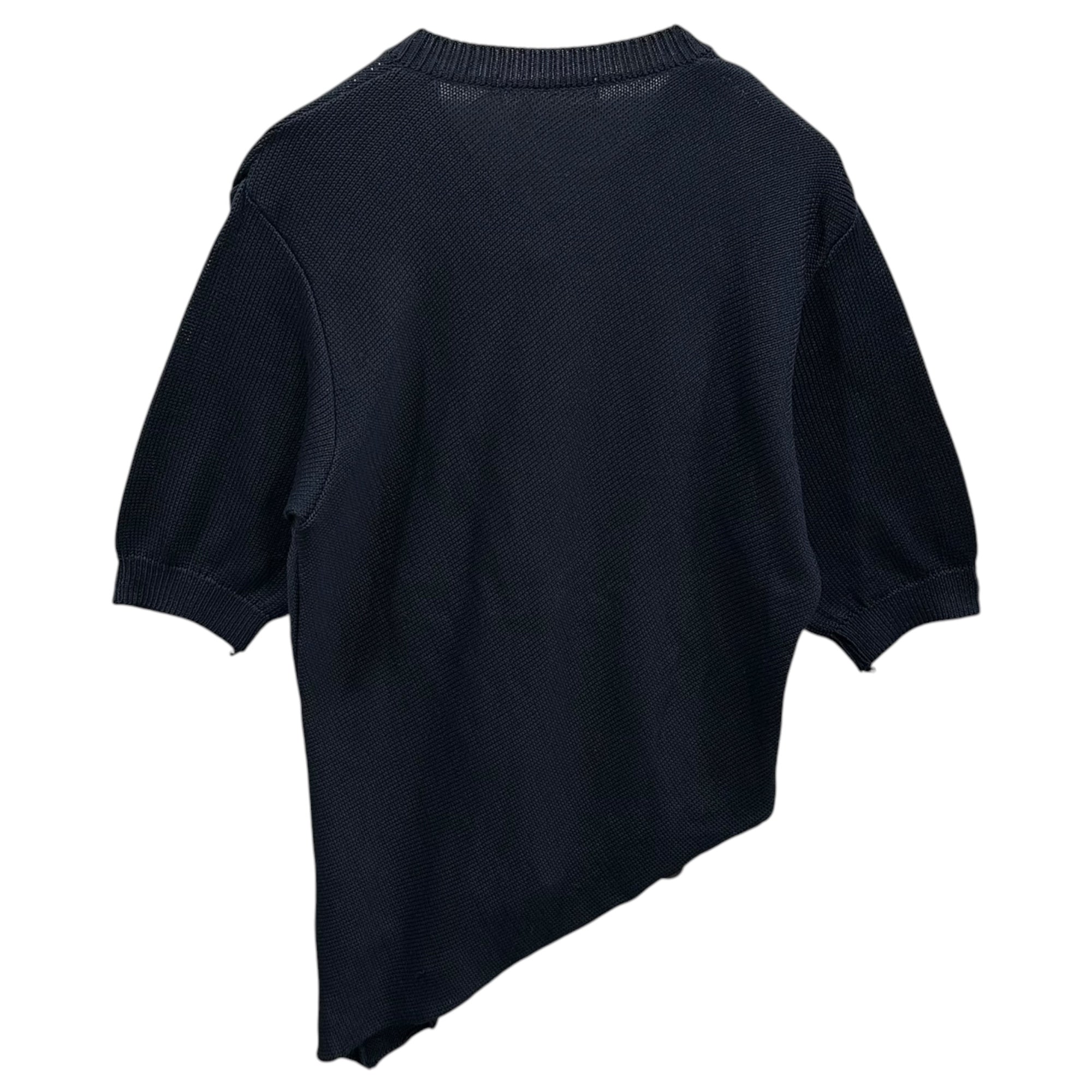 COMME des GARCONS(コムデギャルソン) 1980's Asymmetrical Silk-Button S/S Cardigan 80年代 アシンメトリー シルク ボタン 半袖 カーディガン GN-11008M M ネイビー AD表記無 80s シルク100％ アーカイブ