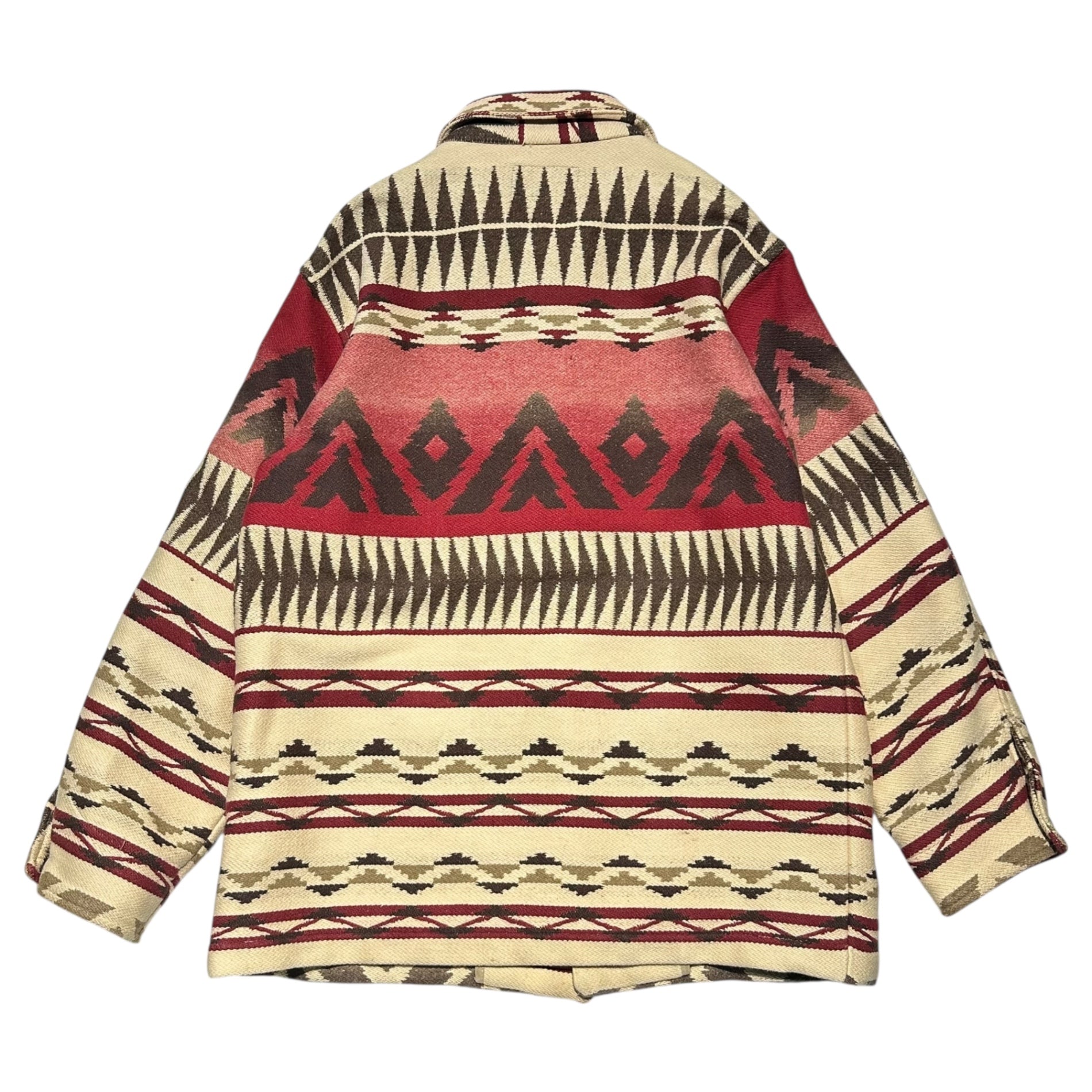 POLO COUNTRY(ポロカントリー) 80~90's Vintage-processed Chimayo button Native coverall jacket ヴィンテージ加工 チマヨボタン ネイティブ カバーオール ジャケット L アイボリー×レッド