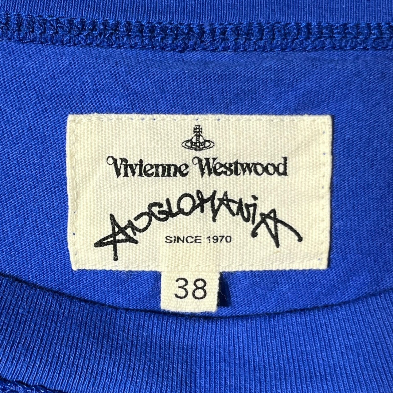 Vivienne Westwood ANGLOMANIA(ヴィヴィアンウエストウッドアングロマニア) Mesh cross print L/S cut and sew メッシュ クロス プリント 長袖 カットソー 15-01-342026 38(S程度) ブルー