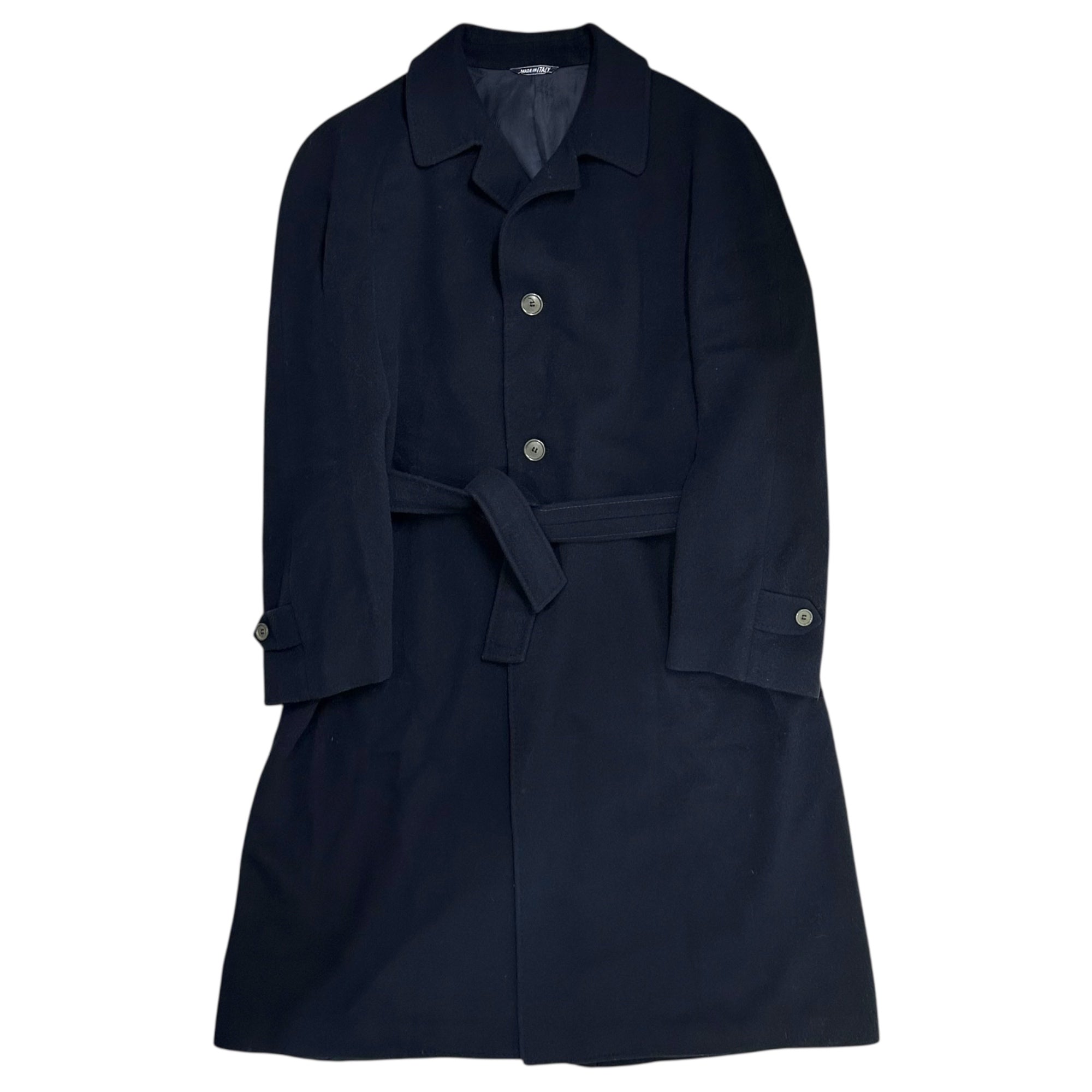 LANVIN(ランバン) 80's~90's Stencil-collar Belted Wool Coat ステンカラー ベルテッド ウール コート 52(XL程度) ネイビー 80年代～90年代 ヴィンテージ