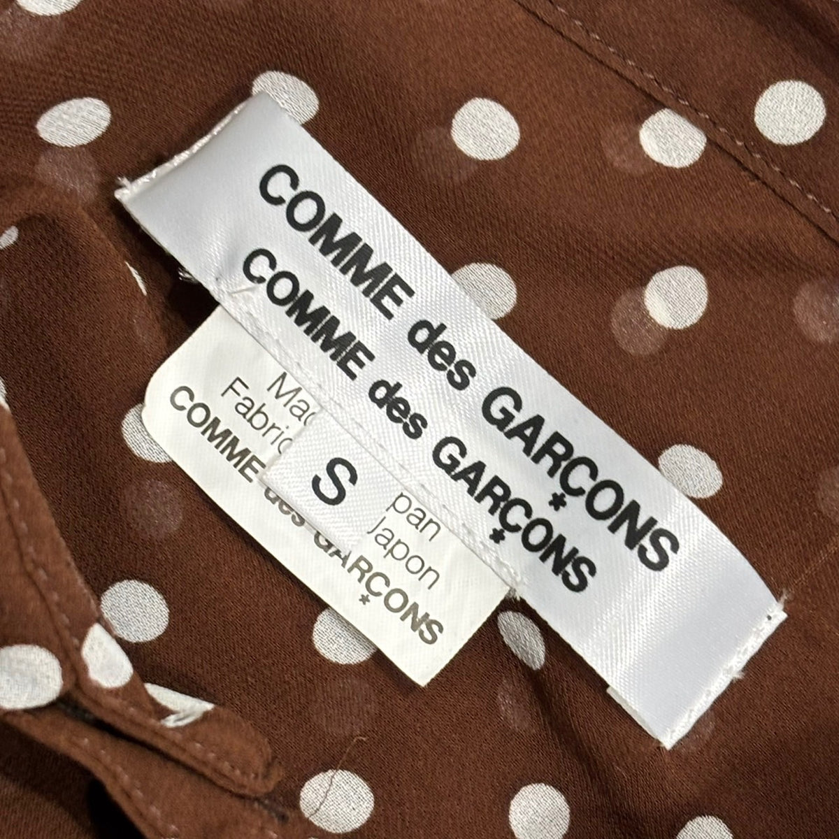 COMME des GARCONS COMME des GARCONS(コムデギャルソンコムデギャルソン) 2008SS Polyester Dotted L/S Blouse ポリエステル ドット 長袖 ブラウス RA-B003 S ブラウン×ホワイト AD2007 00s アーカイブ