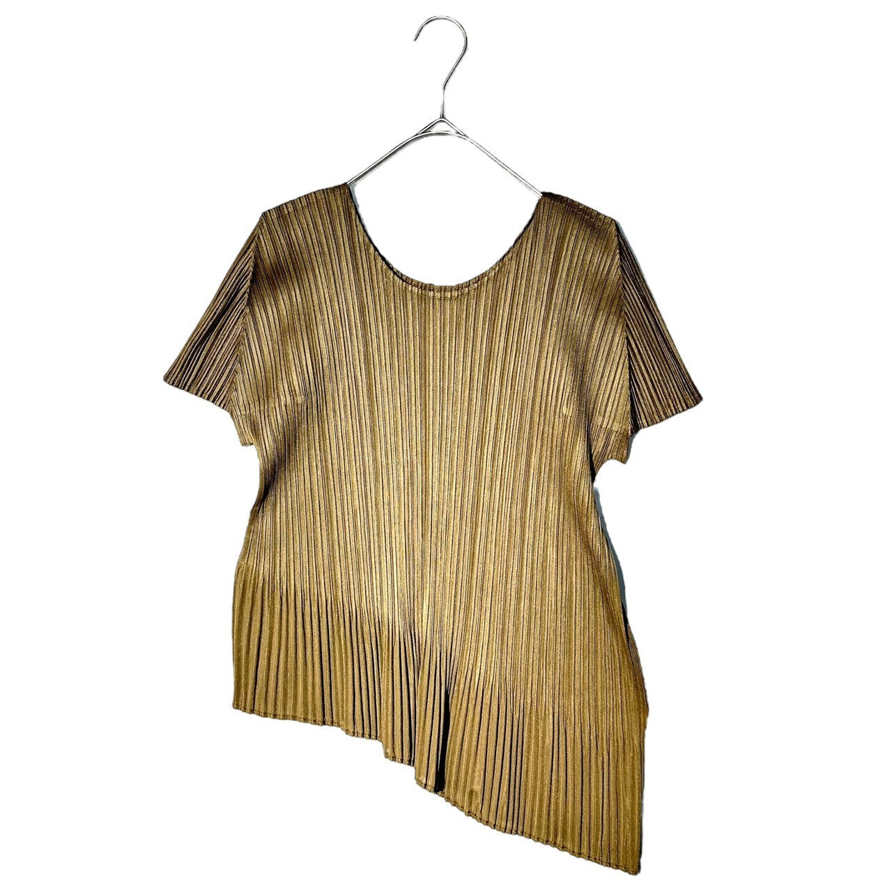 PLEATS PLEASE(プリーツプリーズ) Asymmetrical Pleats Pullover Cut and Sewn アシンメトリー プリーツ プルオーバー カットソー PP51-JK862 3(L程度) カーキ