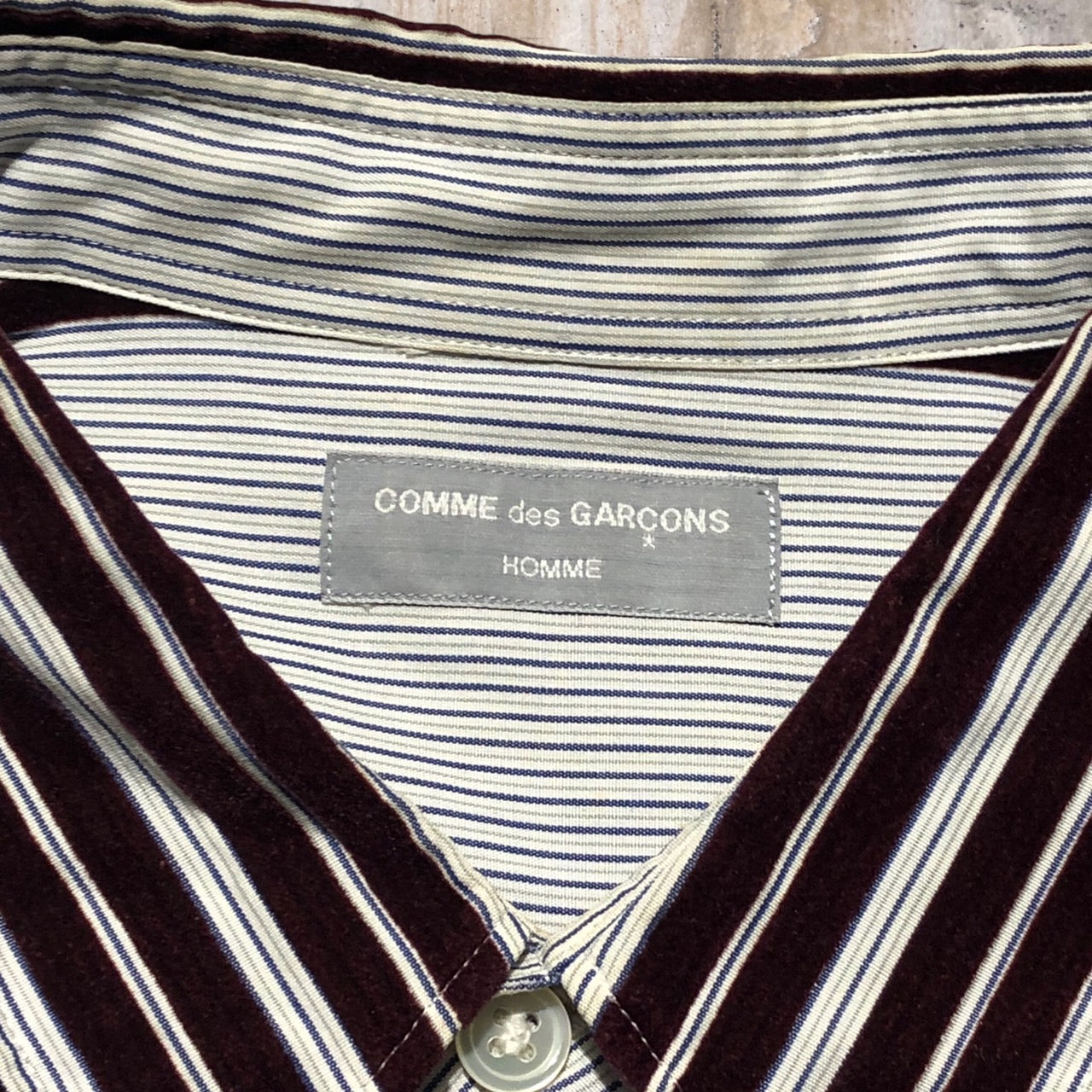 COMME des GARCONS HOMME(コムデギャルソンオム) 90'sベロアストライプシャツ HB-100010 表記なし(L程度) ブルー AD1996 田中オム