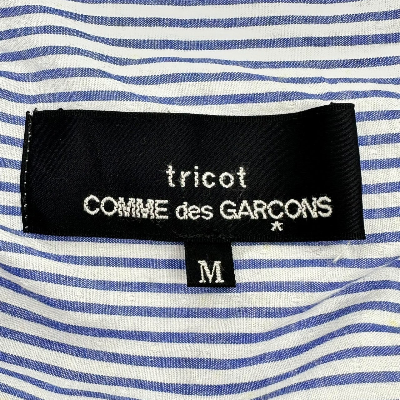 tricot COMME des GARCONS(トリココムデギャルソン) 13AW Front Ribbon Design L/S Striped Blouse フロント リボン デザイン L/S ストライプ ブラウス TL-B022 M ホワイト×ブルー AD2013