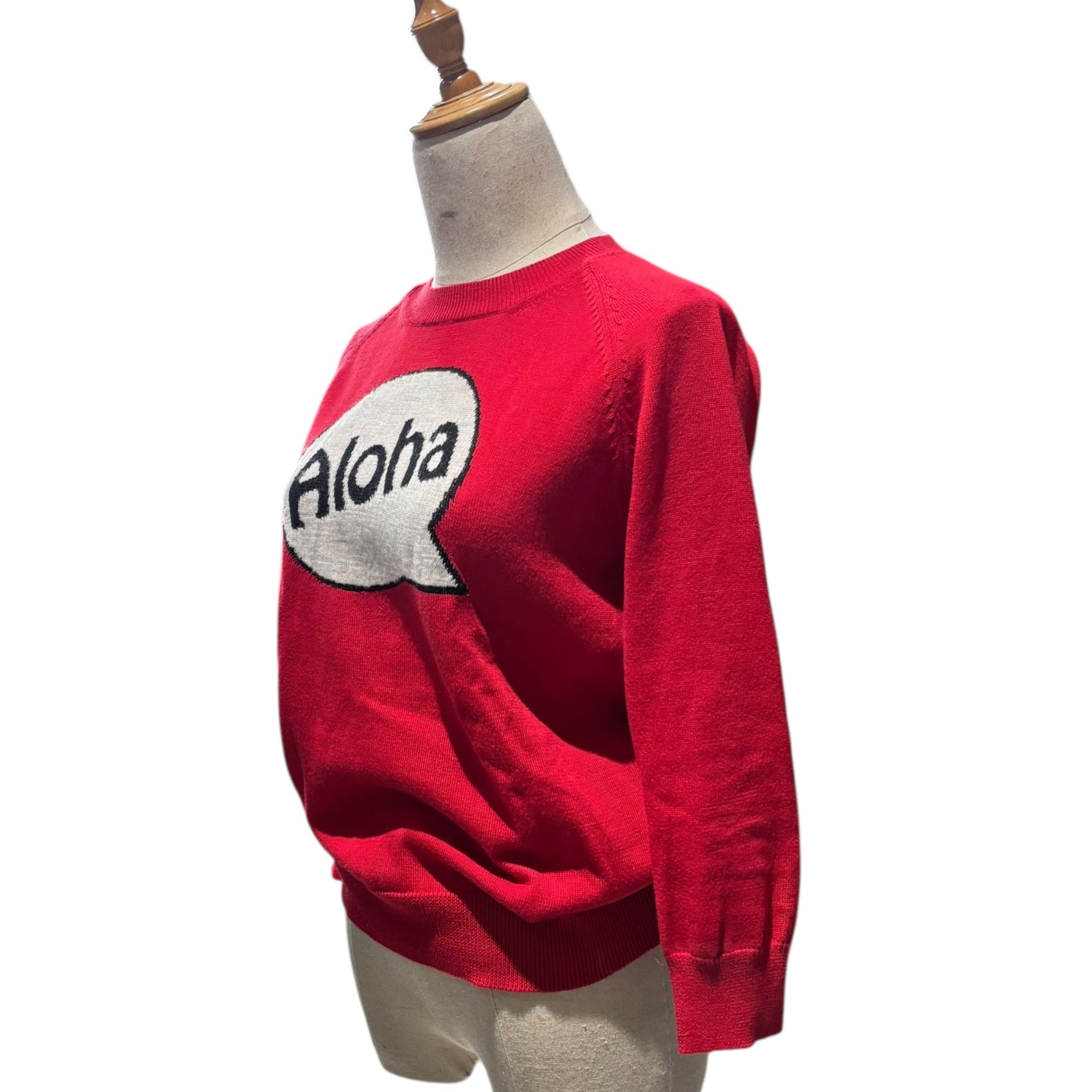 tricot COMME des GARCONS(トリココムデギャルソン) 15AW Bubble “ALOHA” Design Crew Neck Knit 吹き出し アロハ デザイン クルーネック コットン ニット TP-N208 FREE レッド AD2015