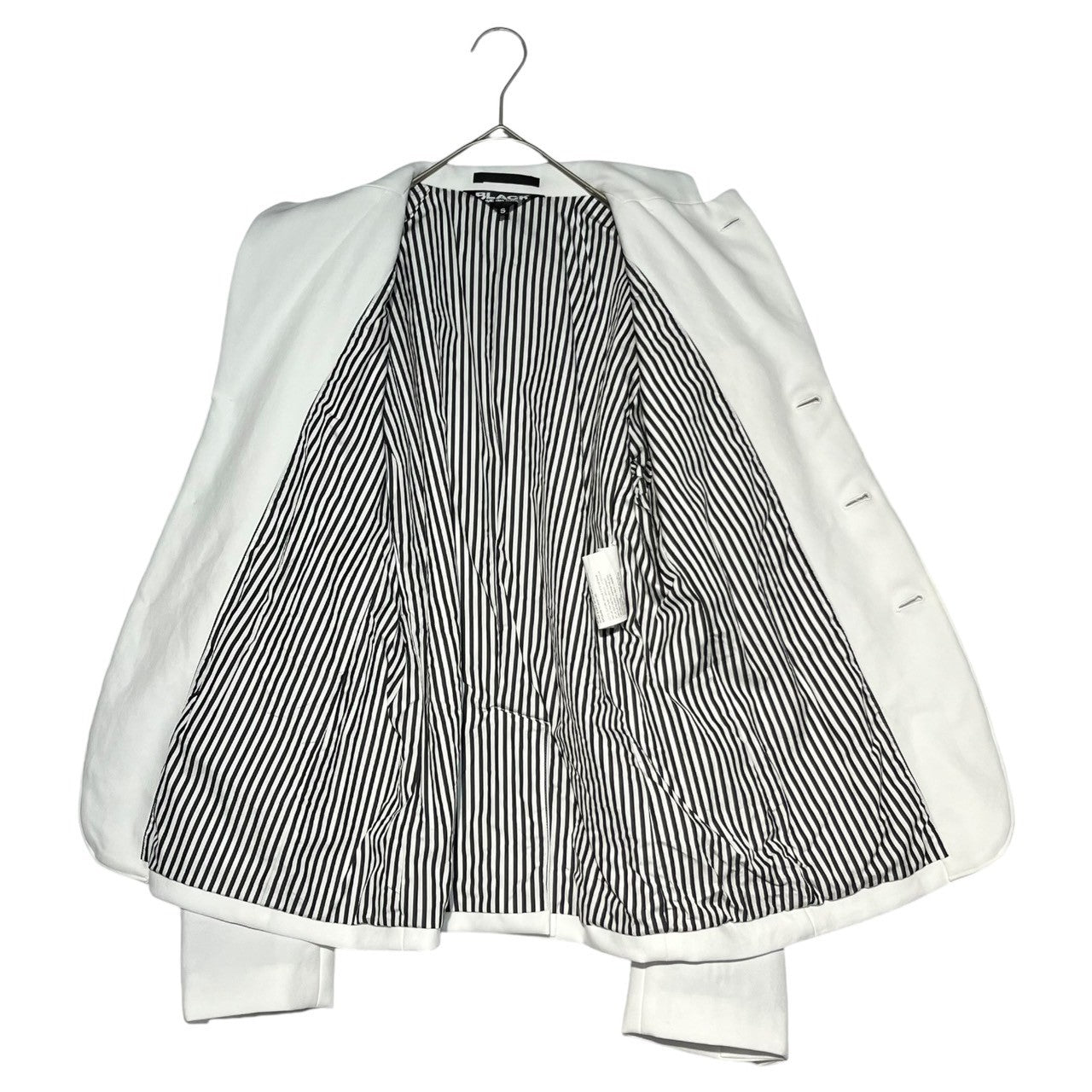 BLACK COMME des GARCONS(ブラックコムデギャルソン) 19SS Striped lining poly crimp 3B tailored jacket ストライプ ライニング ポリ 縮絨 3B テーラード ジャケット 1C-J024 S ホワイト AD2018