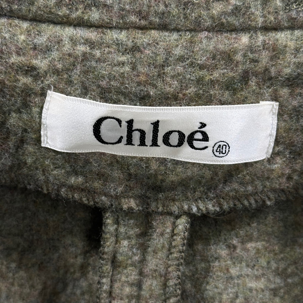 CHLOE(クロエ) 1970～80's Lagerfeld-era Wool-Polyblend Short-Length Coat ウール ポリ ショート コート 520-23703 40 カーキ